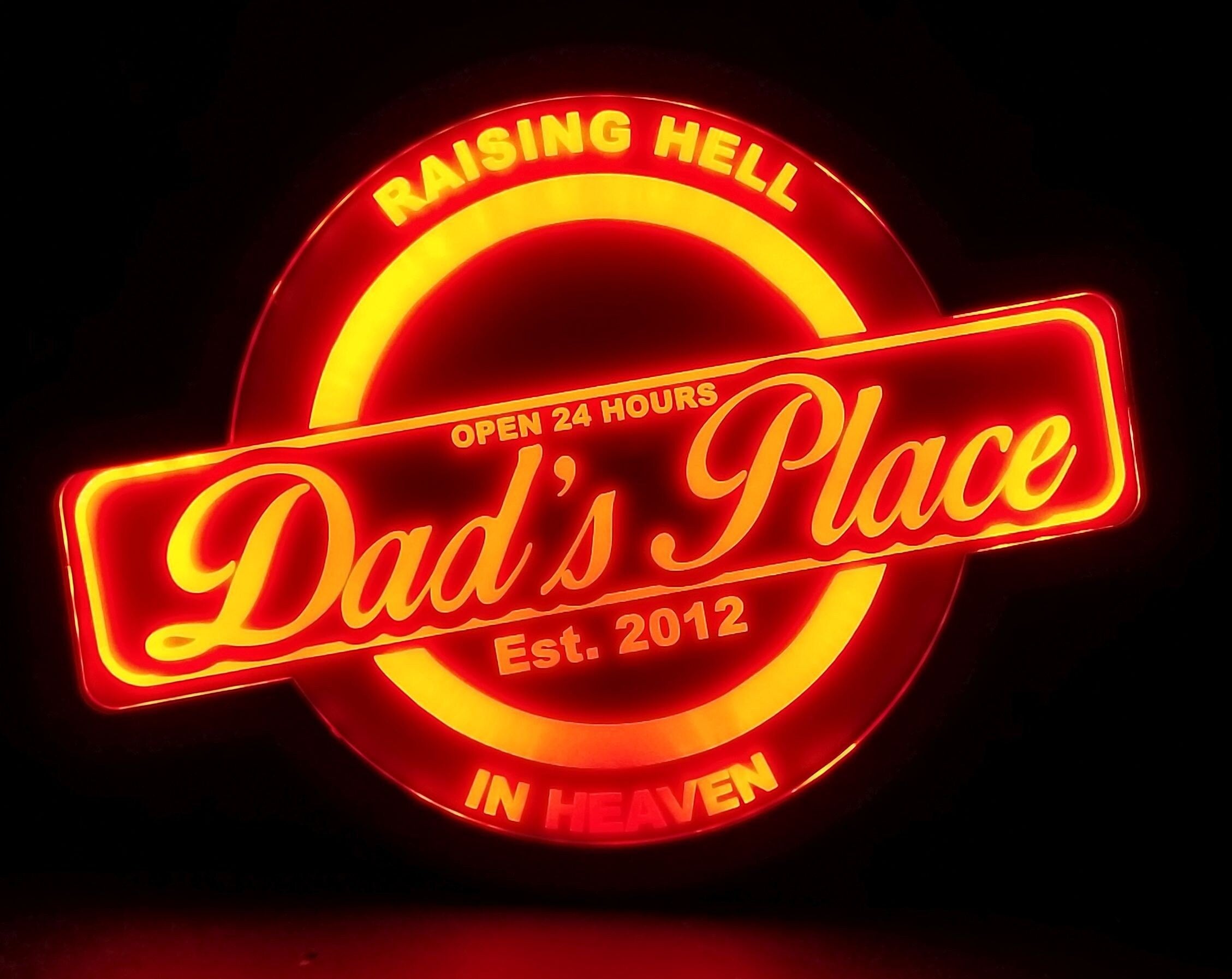 Dad's Garage Custom Acrylic Wall Led Sign Night Light Neon Like Color Changing 4 Sizes Free Shipping