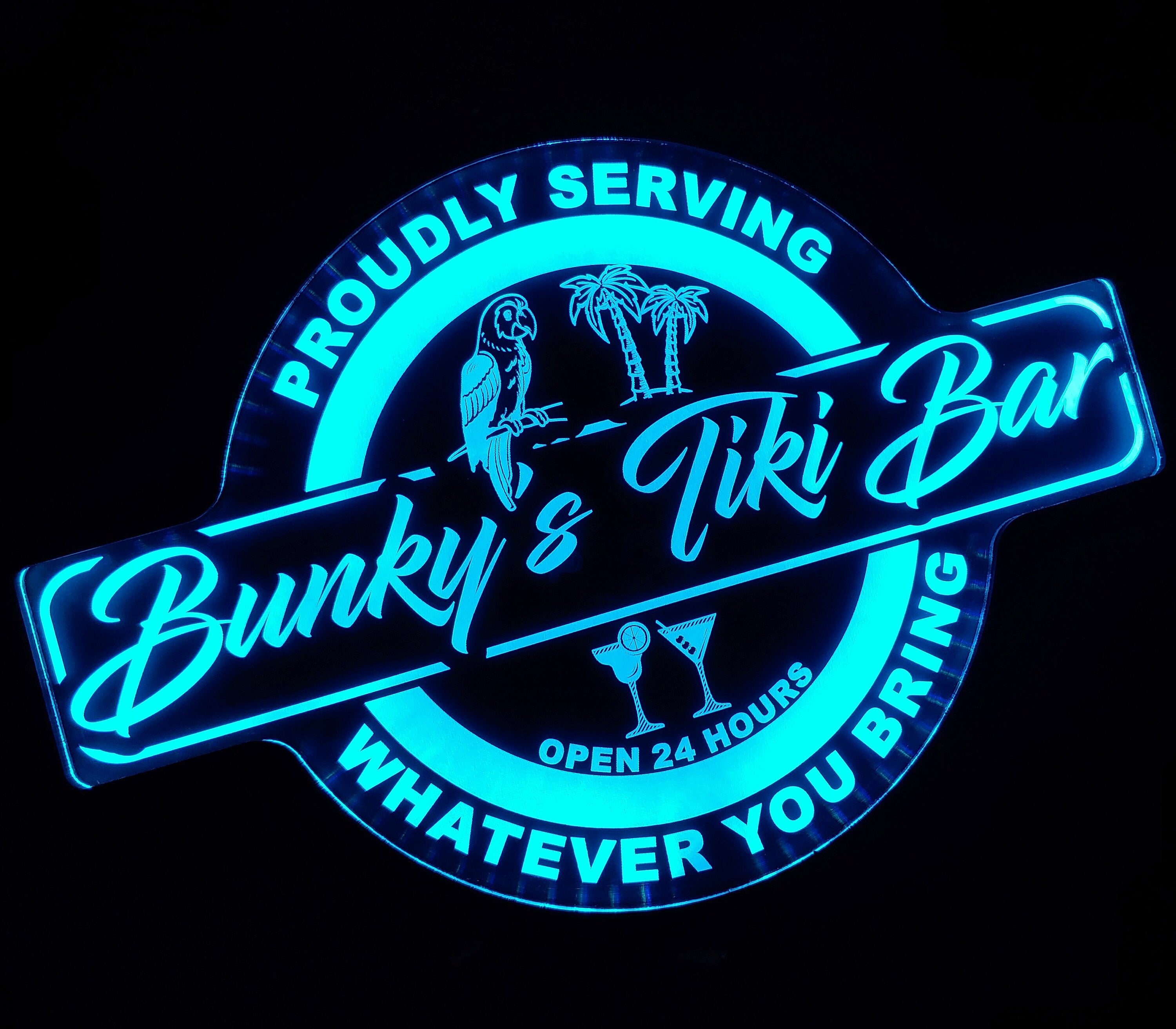Custom Tiki Bar Color Changing Acrylic Wall Led Night Light Neon Like 4 Sizes Free Shipping