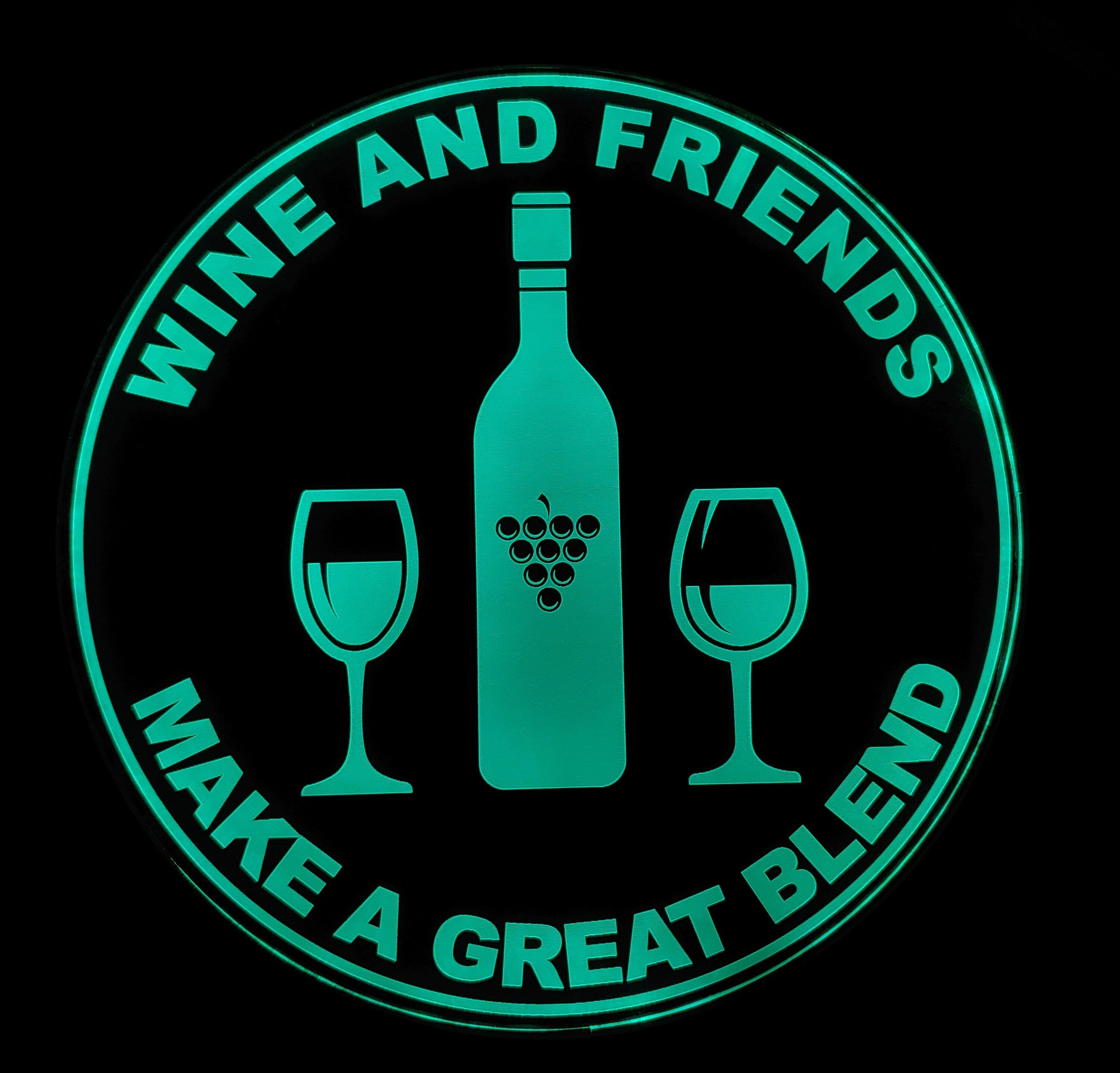 Wine and Friends LED Wall Sign Neon Like - Color Changing Remote Control - 4 Sizes Made in USA Free Shipping