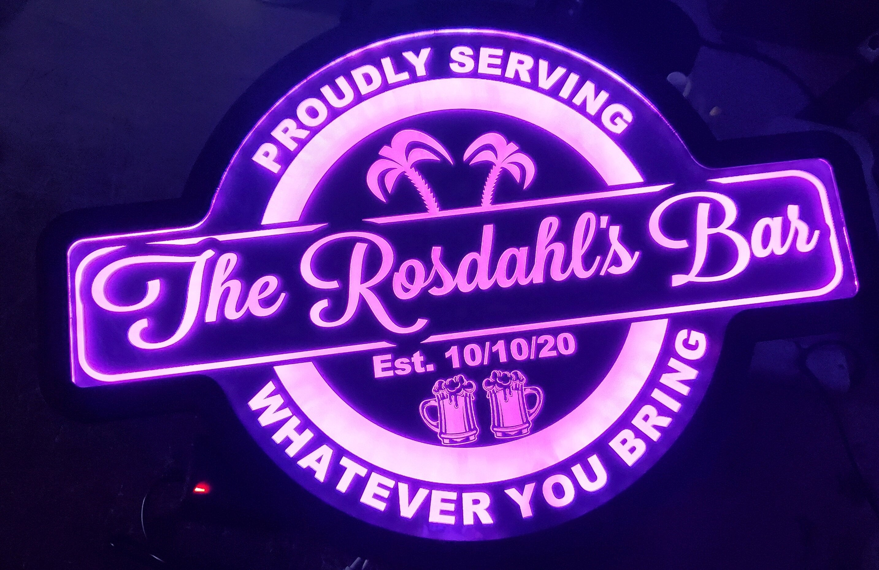 Custom Sign Bar, Pool, Garden, Shed, Gazebo or Shack Led Wall Sign Neon Like - Color Changing Remote Control - 4 Sizes Free Shipping