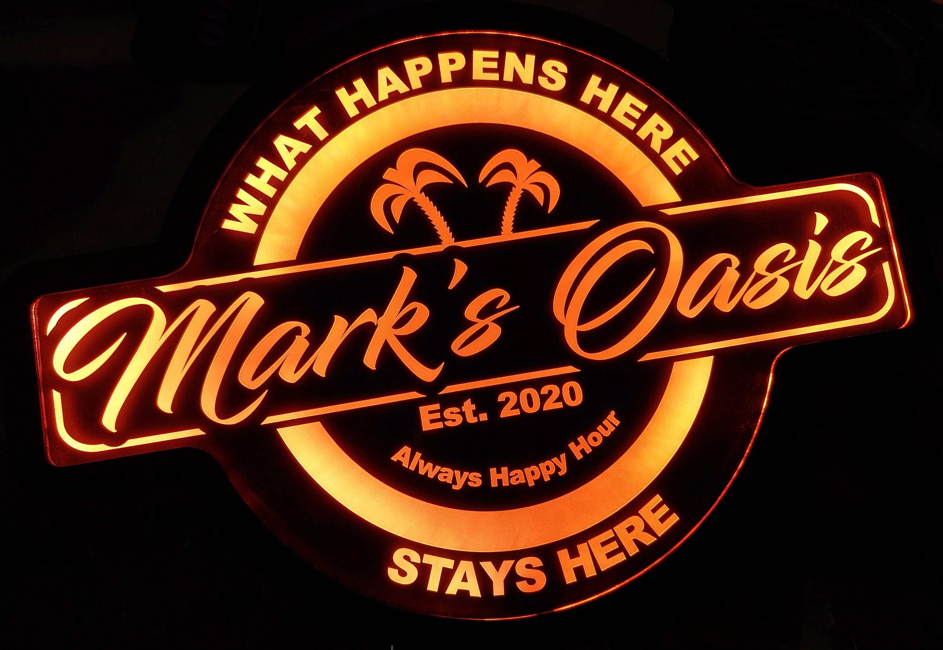 Custom Oasis Lounge or Bar Led Wall Sign Neon Like - Color Changing Remote Control - 4 Sizes Free Shipping