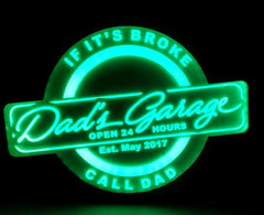 Dad's Garage Custom Acrylic Wall Led Sign Night Light Neon Like Color Changing 4 Sizes Free Shipping
