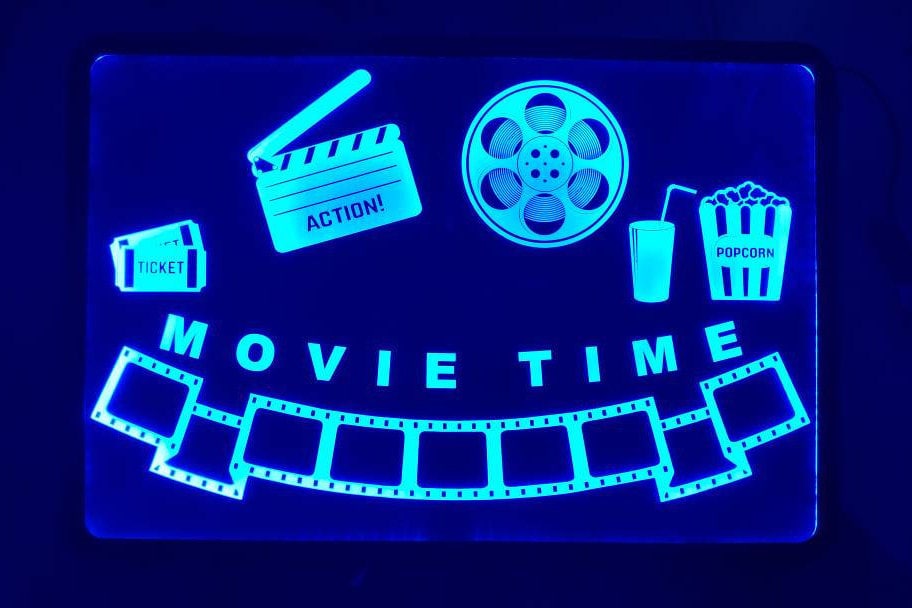 Movie Time home theater Led Wall Sign Neon Like - Color Changing Remote Control - 4 Sizes Free Shipping