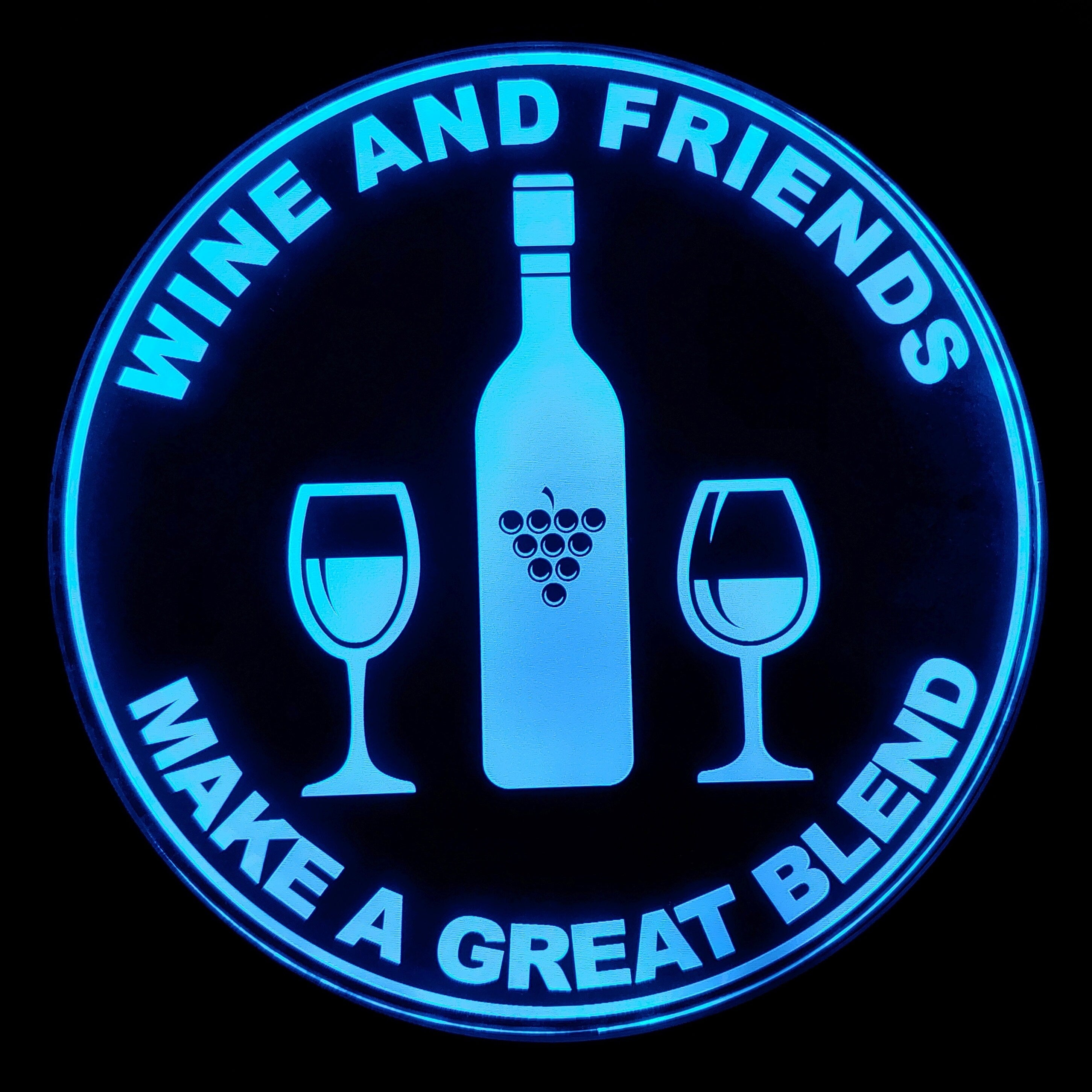 Wine and Friends LED Wall Sign Neon Like - Color Changing Remote Control - 4 Sizes Made in USA Free Shipping