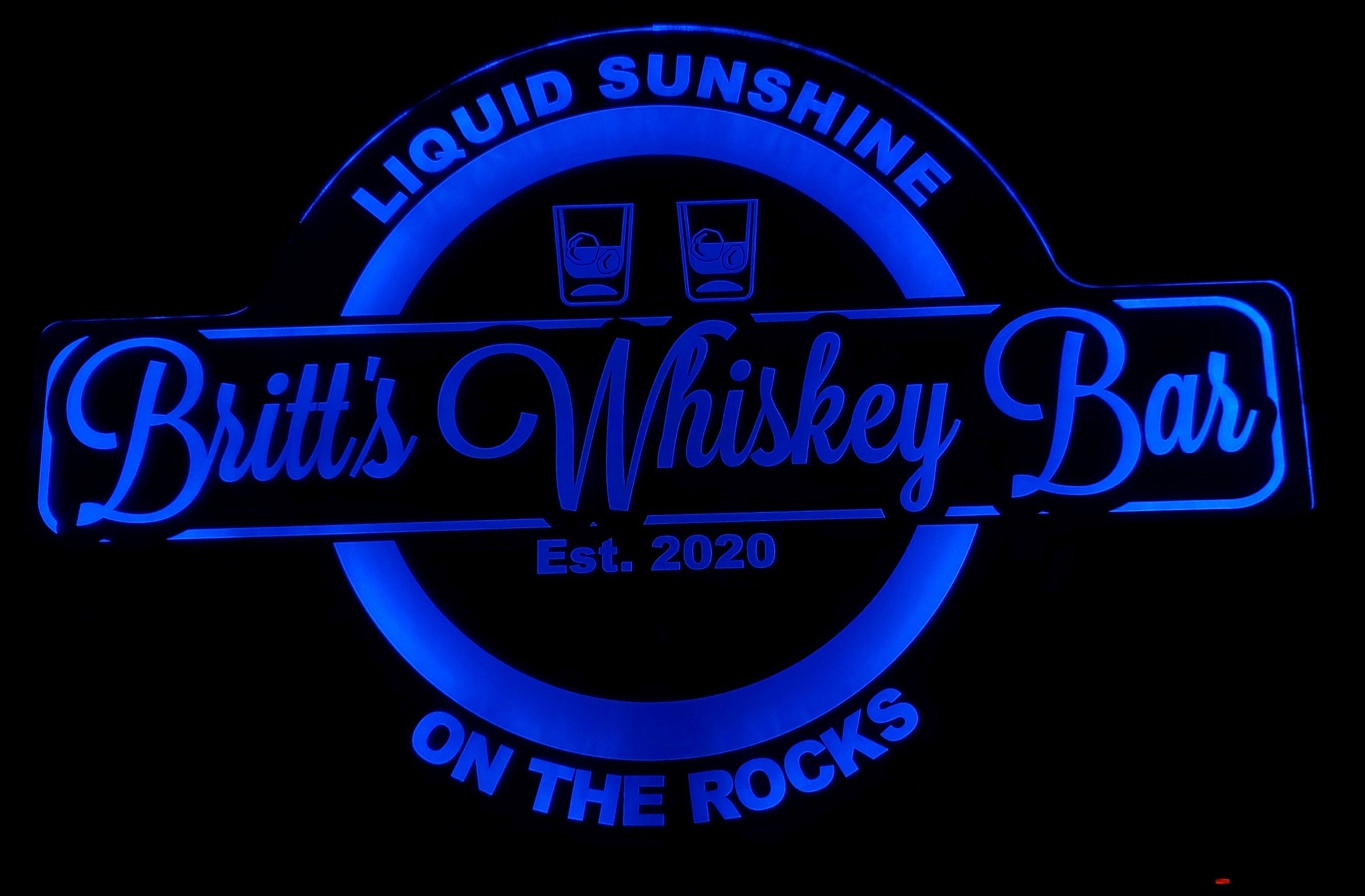 Custom Whiskey Bourbon Bar Led Wall Sign Neon Like - Color Changing Remote Control - 4 Sizes Free Shipping