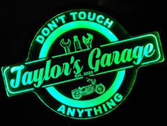 Custom Garage Sign with Motorcycle and Bike - Color Changing Acrylic Wall Led Night Light Neon Like Dual Power 4 Sizes Free Shipping