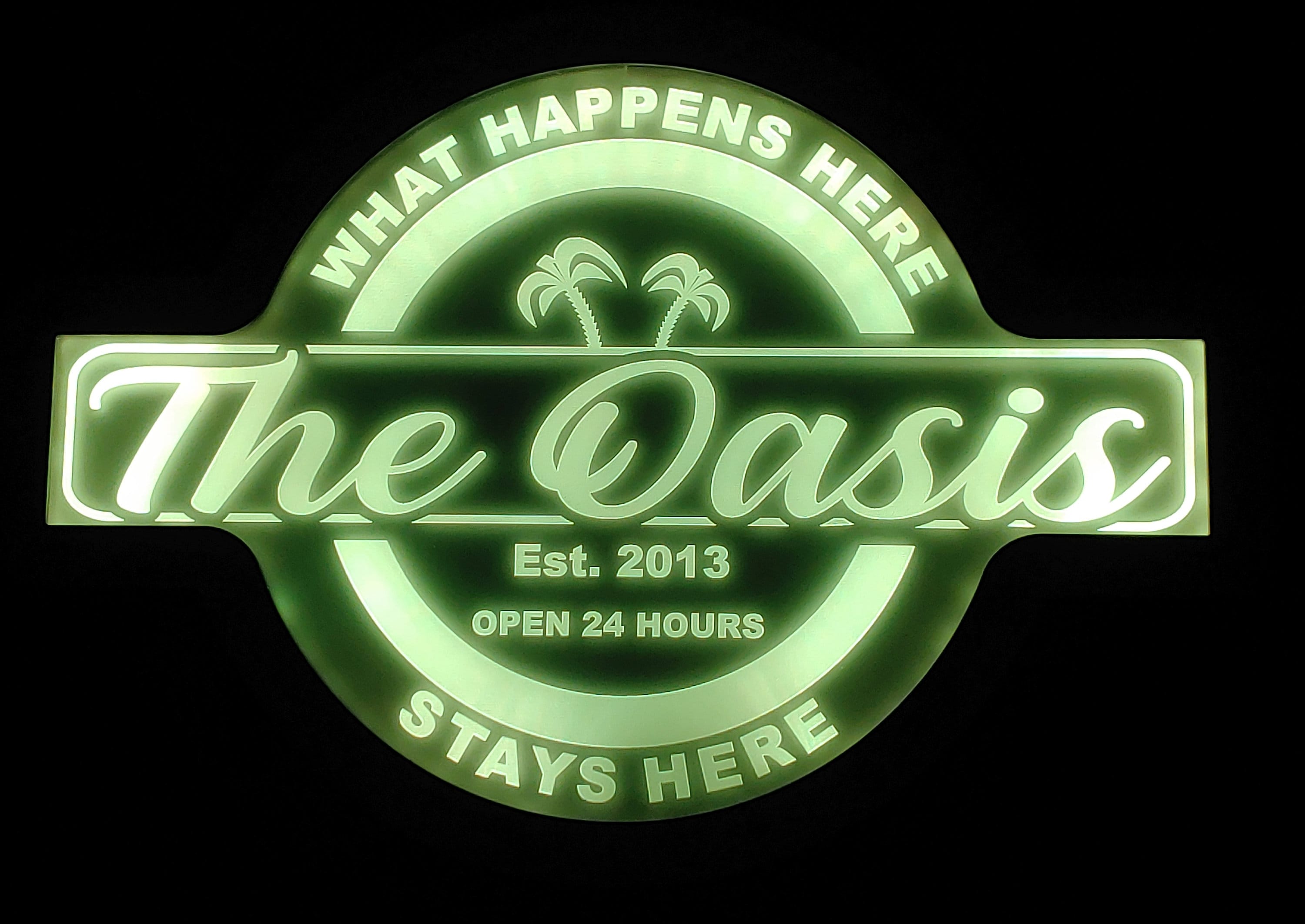 Custom Oasis Lounge or Bar Led Wall Sign Neon Like - Color Changing Remote Control - 4 Sizes Free Shipping
