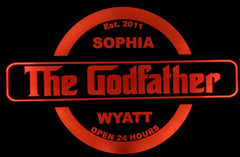 Godfather Grampa Grandfather Custom Acrylic Wall Led Sign Night Light Neon Like Dual Power Color Changing 4 Sizes Free Shipping