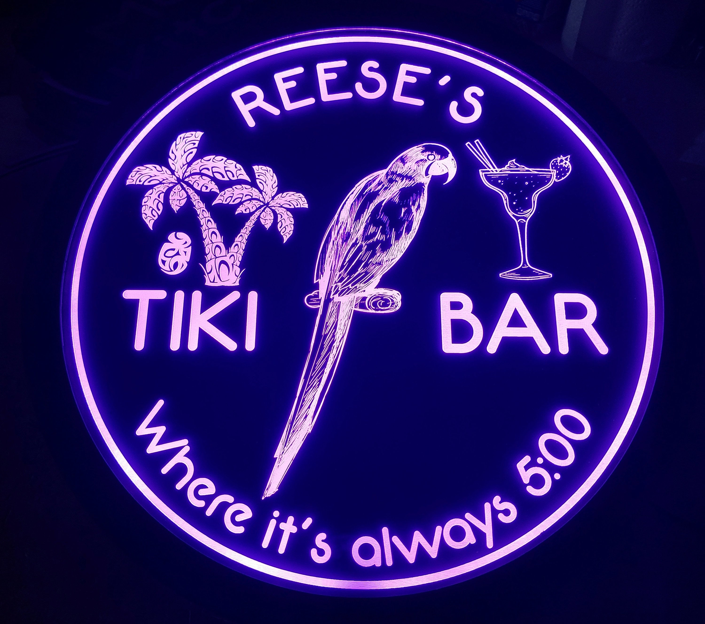 Custom Tiki Bar Sign LED Wall Sign Neon Like - Color Changing Remote Control - 4 Sizes - Made in USA - Free Shipping
