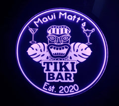 Custom Tiki Bar Sign LED Wall Sign Neon Like - Color Changing Remote Control - 5 Sizes Made in USA Free Shipping