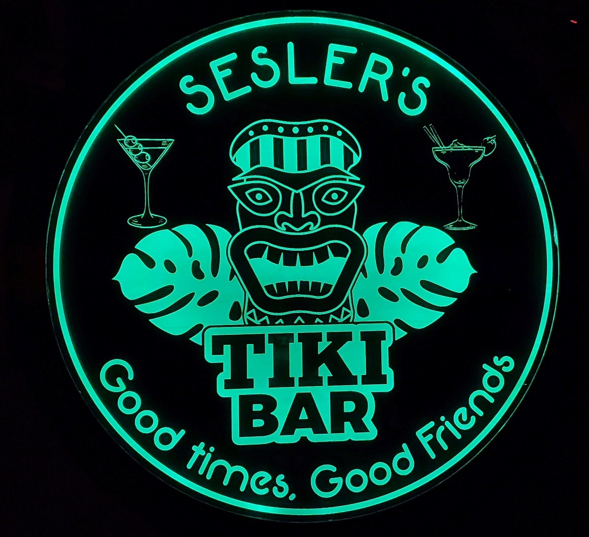 Custom Tiki Bar Sign LED Wall Sign Neon Like - Color Changing Remote Control - 5 Sizes Made in USA Free Shipping