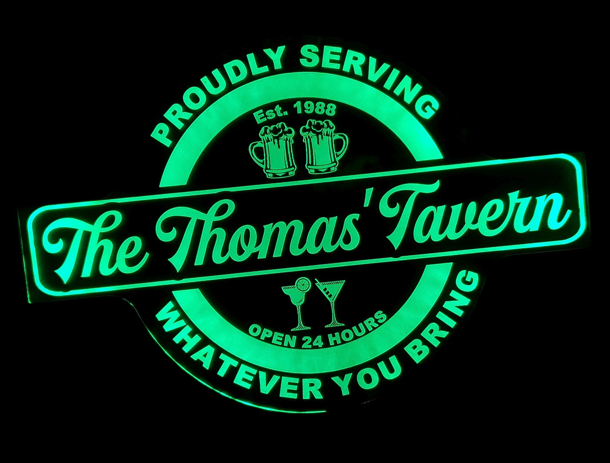Custom Tavern or Bar Led Wall Sign Neon Like - Bar Sign - Neon Sign - Color Changing Remote Control - 4 Sizes Free Shipping
