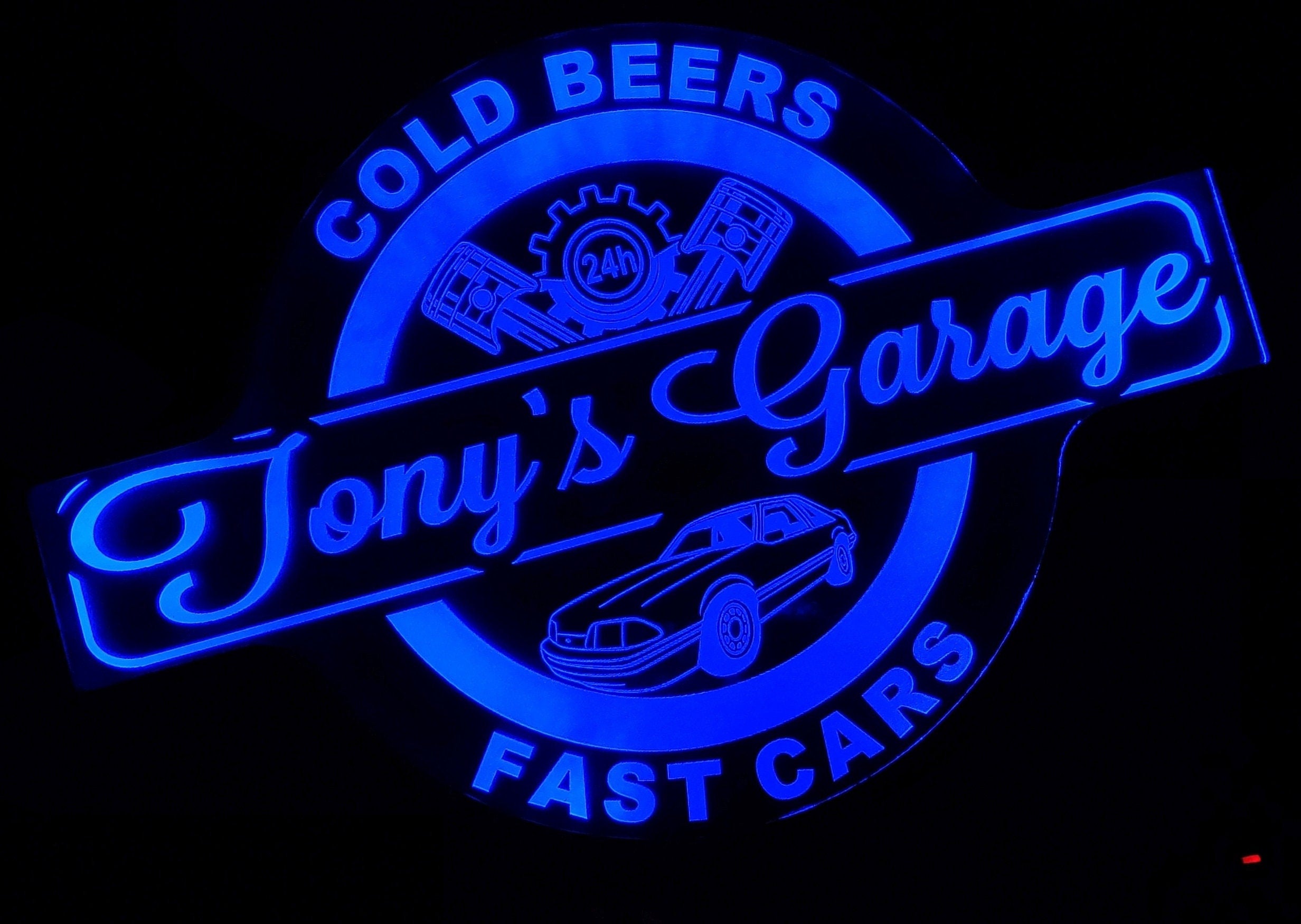 Custom Garage Sign with Cars - Trucks - Tractors - Color Changing Acrylic Wall Led Night Light Neon Like 4 Sizes Free Shipping