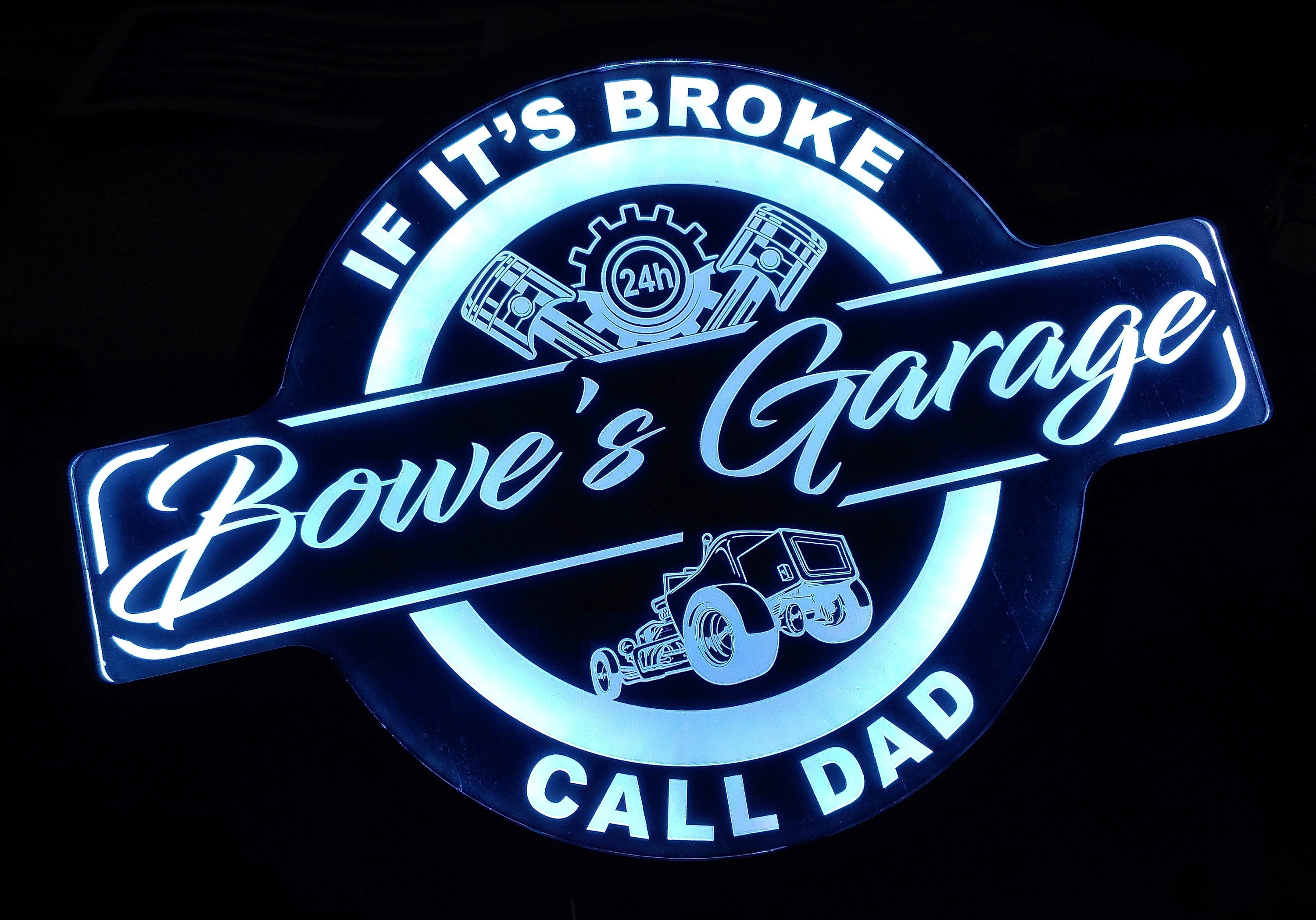 Custom Garage Sign with Cars - Trucks - Tractors - Color Changing Acrylic Wall Led Night Light Neon Like 4 Sizes Free Shipping