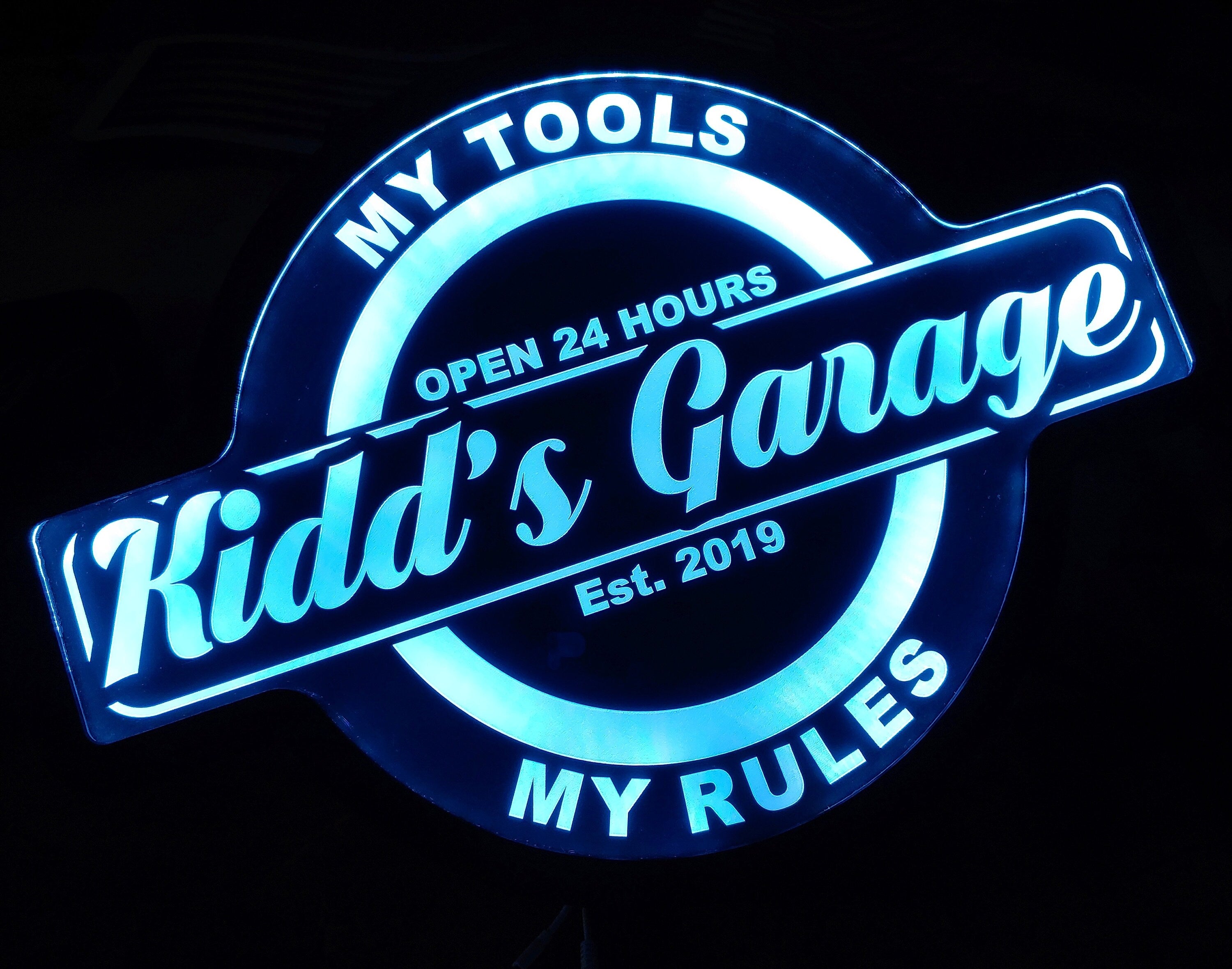 Custom My Tools, My Rules Garage Wall Led Sign Night Light Neon Like - Color Changing - 4 Sizes - Free Shipping
