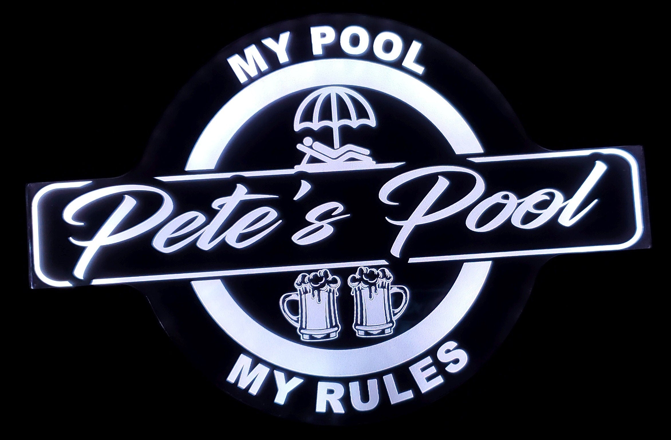 Custom Pool Sign, Barn, Garden, Shed, Gazebo or Shack Led Wall Sign Neon Like - Color Changing Remote Control - 4 Sizes Free Shipping