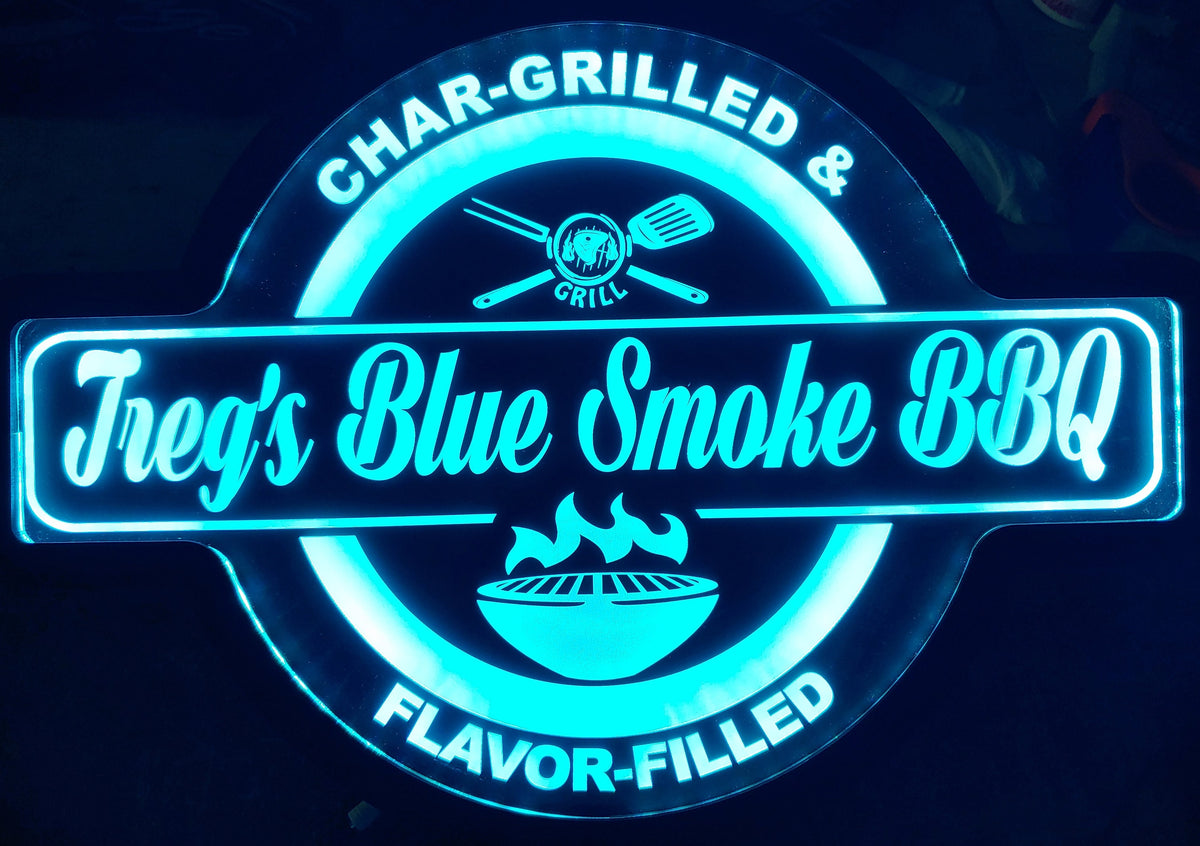 Custom Barbecue, Grill, BBQ or Smoke Led Wall Sign Neon Like - Color Changing Remote Control - 4 Sizes Free Shipping