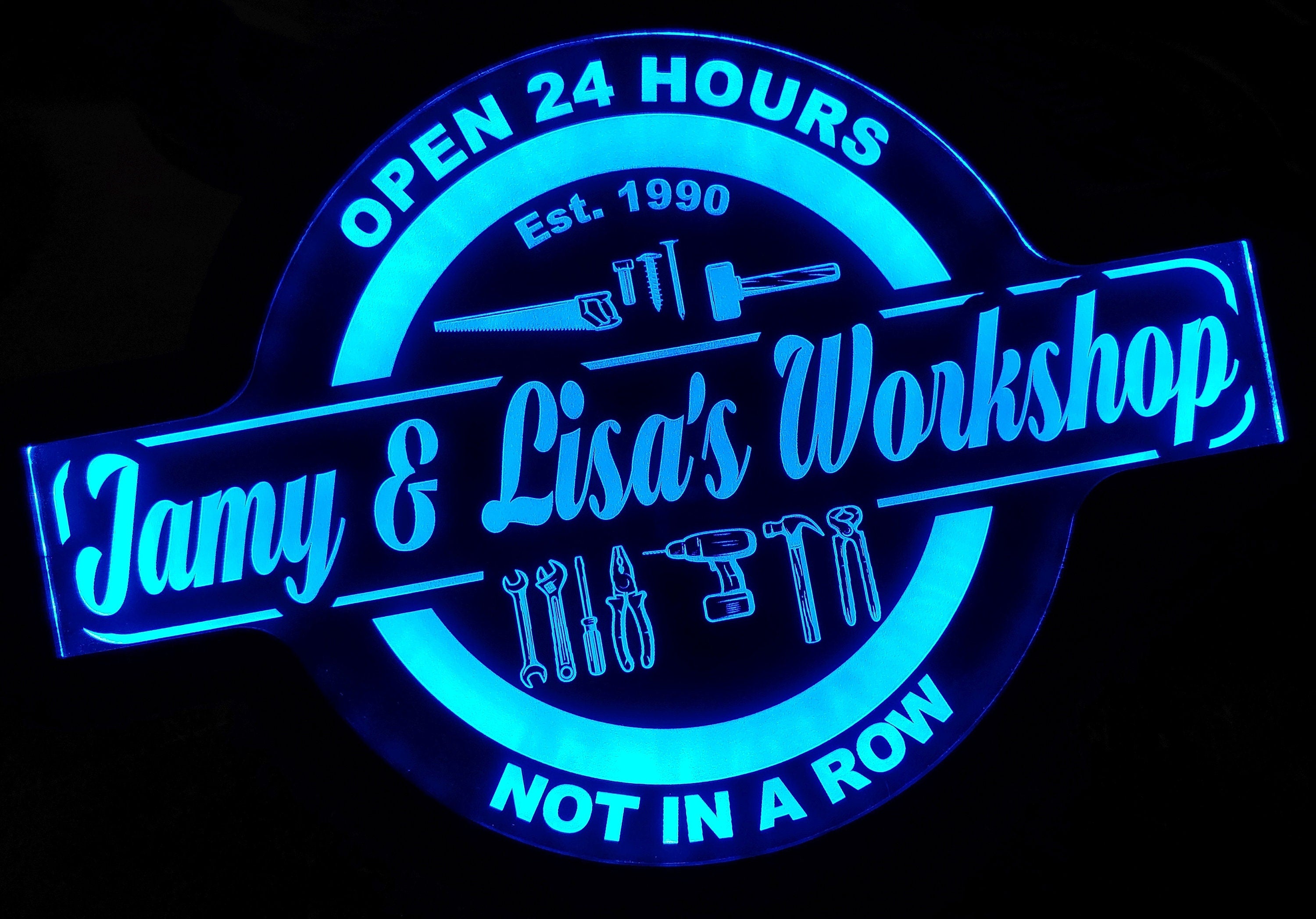 Custom Workshop Handyman Carpenter Led Wall Sign Neon Like - Color Changing Remote Control - 4 Sizes Free Shipping