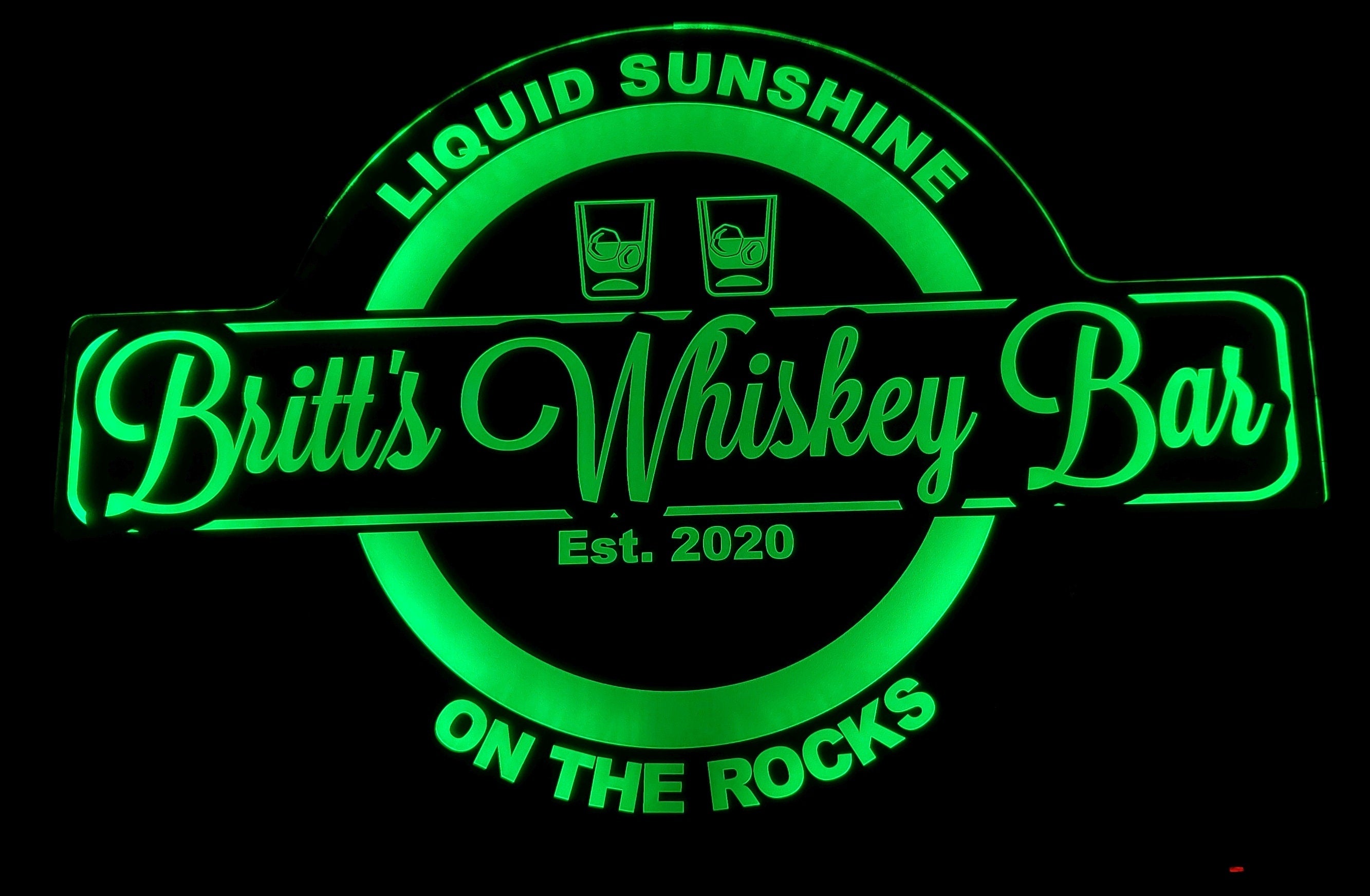 Custom Whiskey Bourbon Bar Led Wall Sign Neon Like - Color Changing Remote Control - 4 Sizes Free Shipping