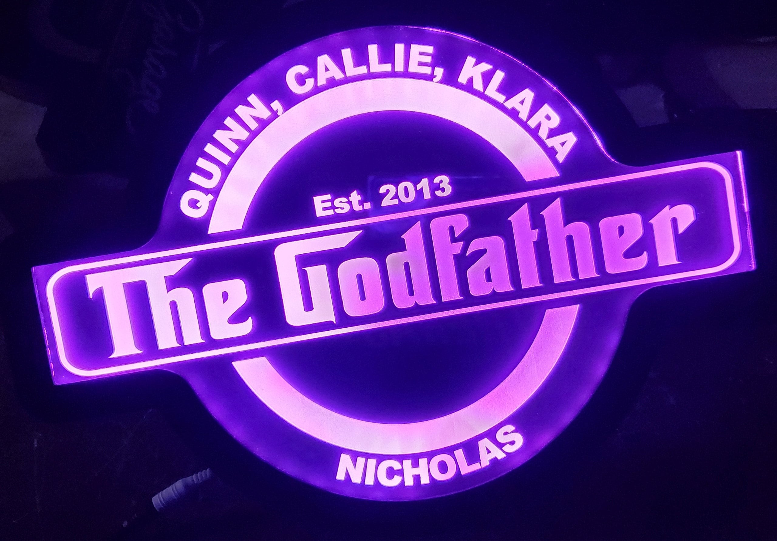 Godfather Grampa Grandfather Custom Acrylic Wall Led Sign Night Light Neon Like Dual Power Color Changing 4 Sizes Free Shipping