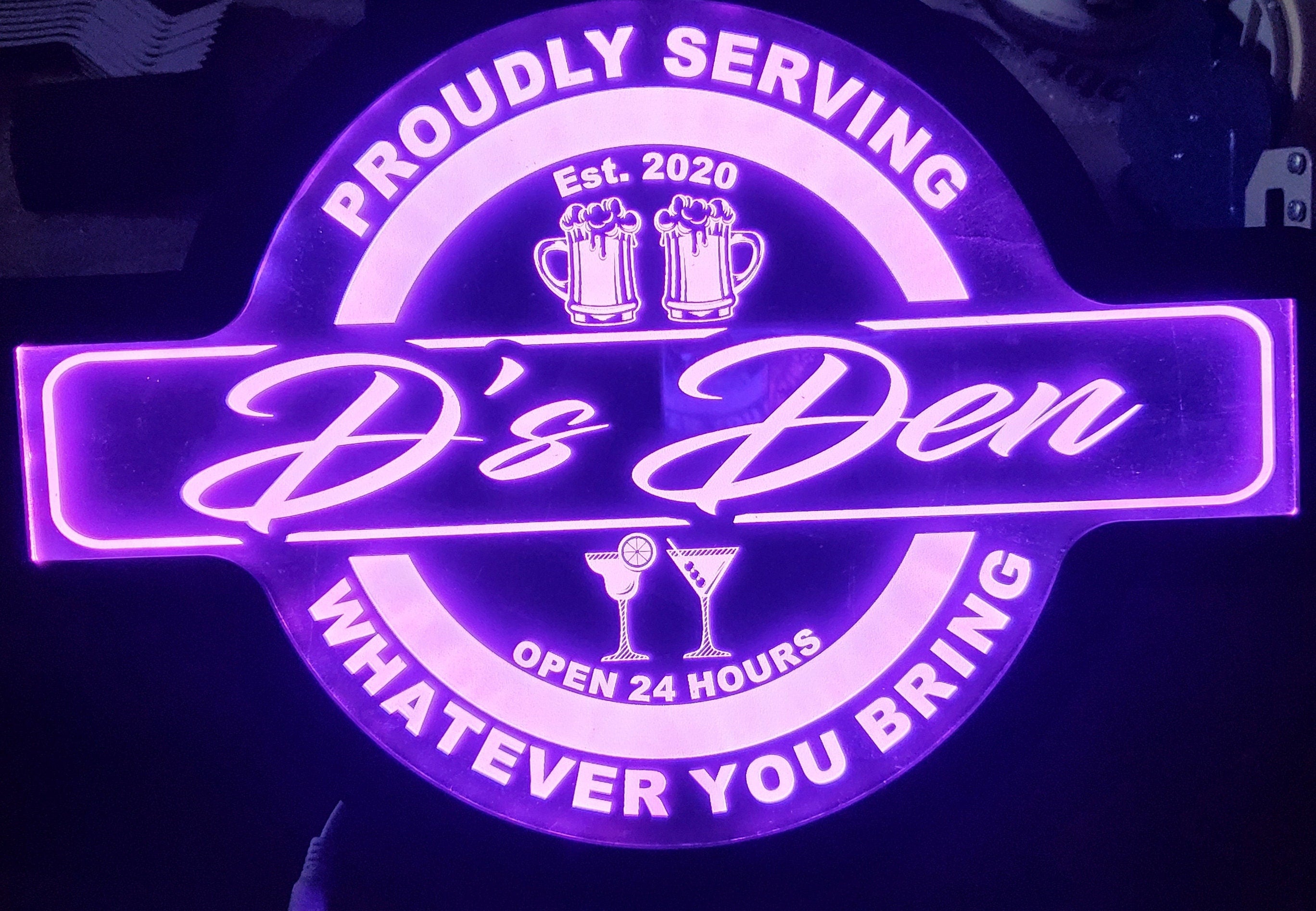 Custom Den Bar Sign Color Changing Acrylic Wall Led Night Light Neon Like Dual Power 4 Sizes Free Shipping
