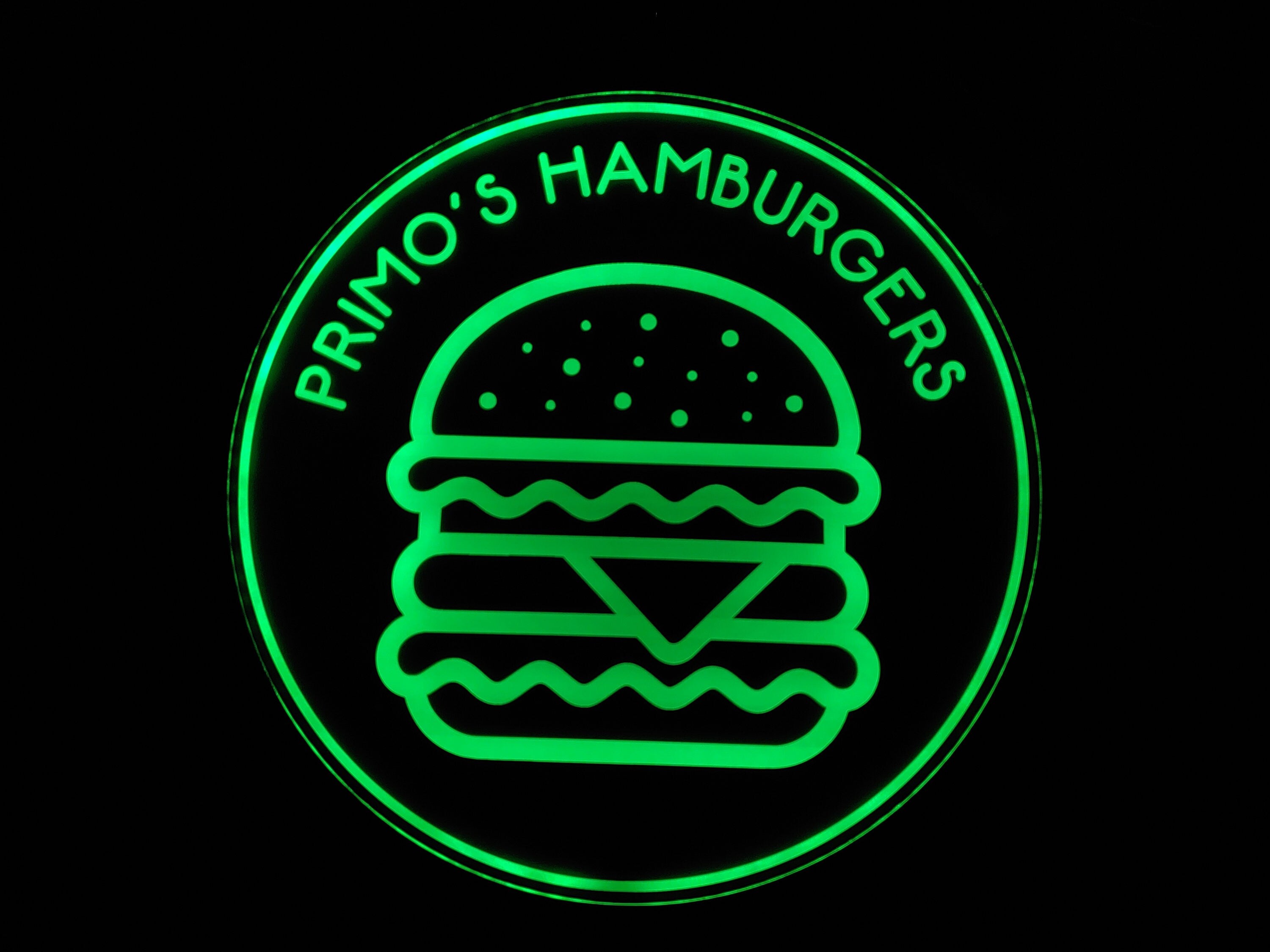 Custom Hamburger Sign LED Wall Sign Neon Like - Color Changing Remote Control - 4 Sizes Made in USA Free Shipping
