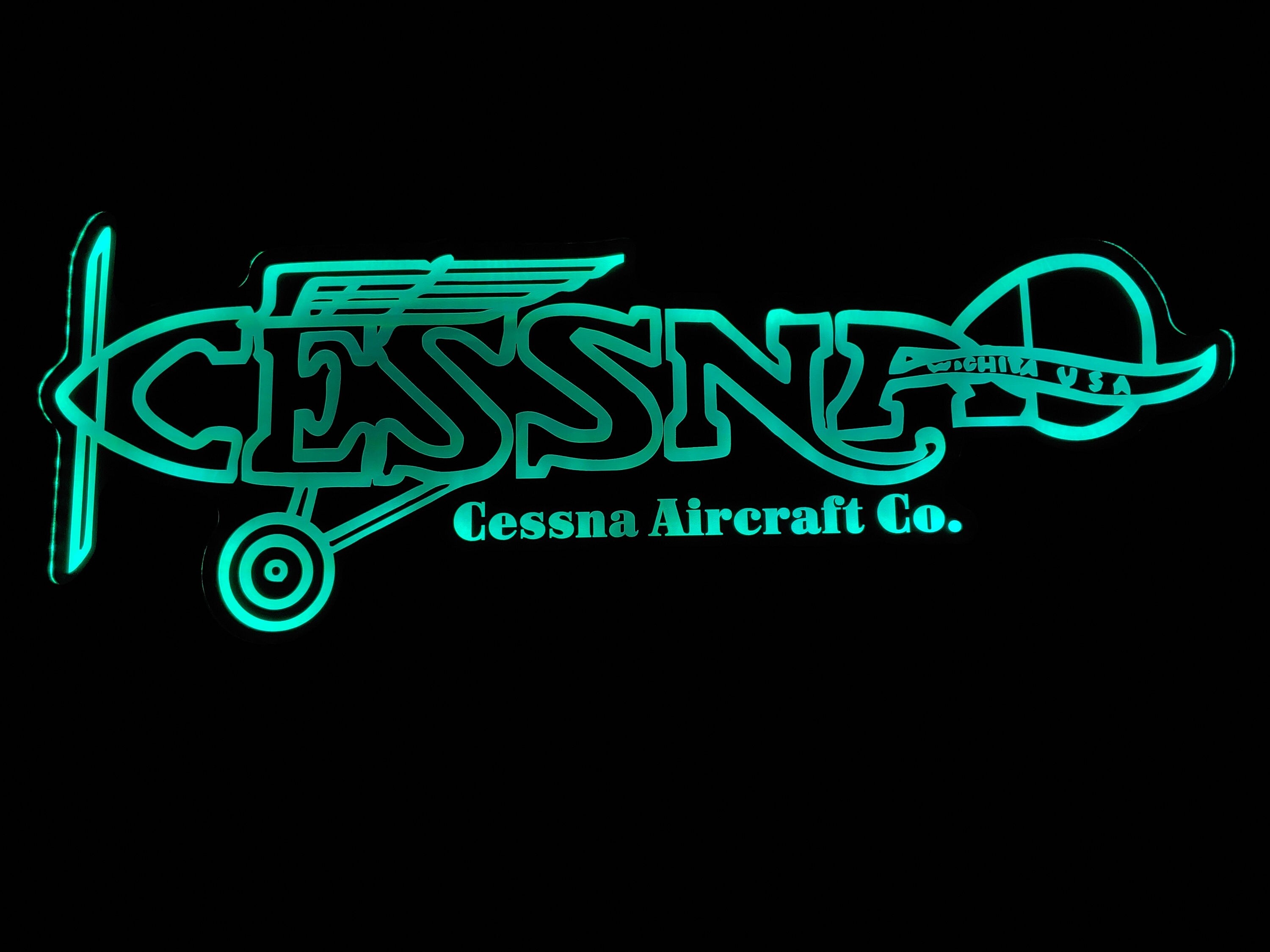 Vintage Cessna Acrylic Led Wall Sign - Night Light Neon Like - Color Changing - 2 Sizes - Free Shipping