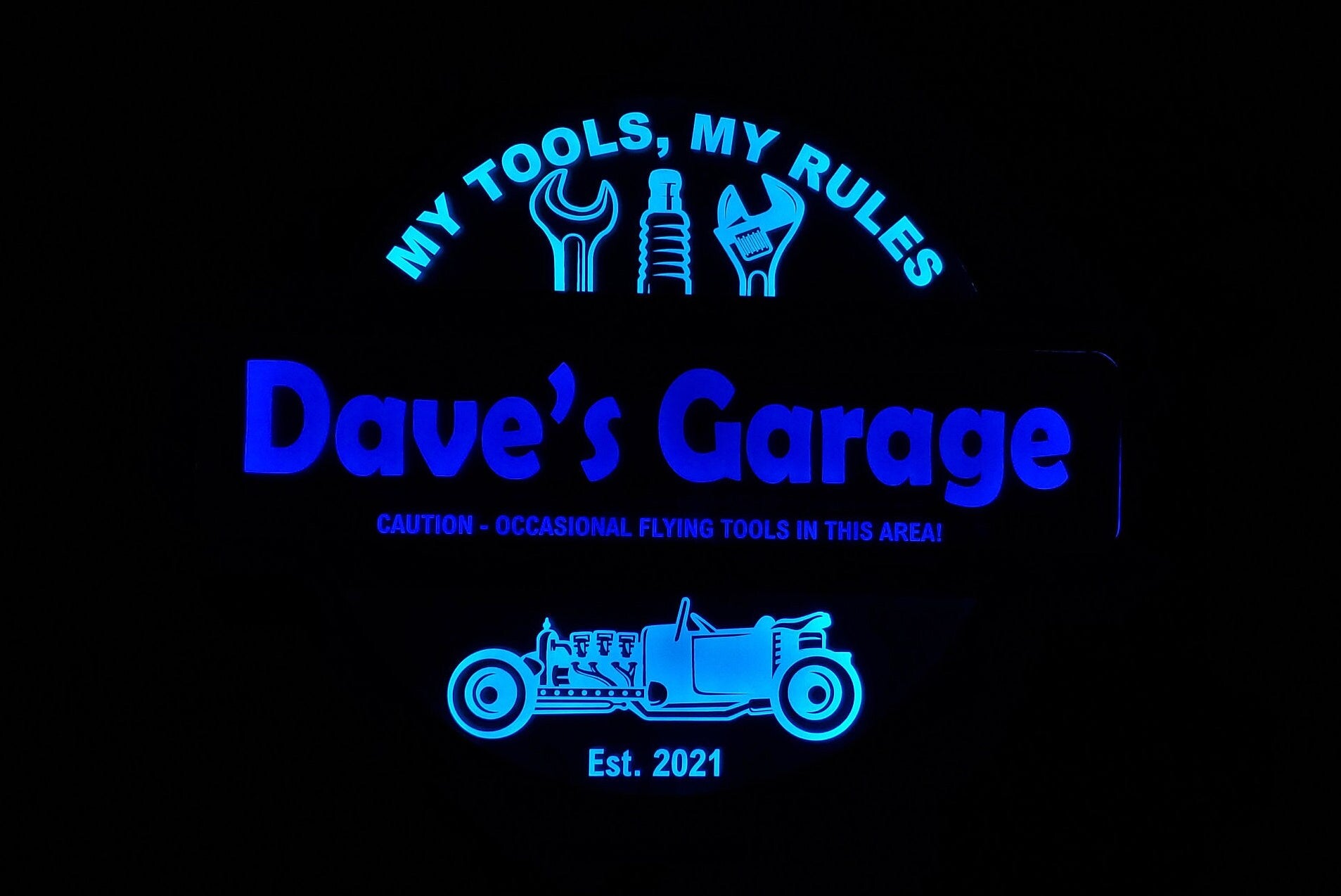 Unique Custom 3 Color Garage Workshop Led Wall Sign Neon Like You Can Change the Colors via Remote - 3 Sizes - Free Shipping - Made in USA