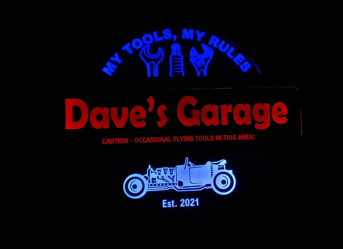 Unique Custom 3 Color Garage Workshop Led Wall Sign Neon Like You Can Change the Colors via Remote - 3 Sizes - Free Shipping - Made in USA