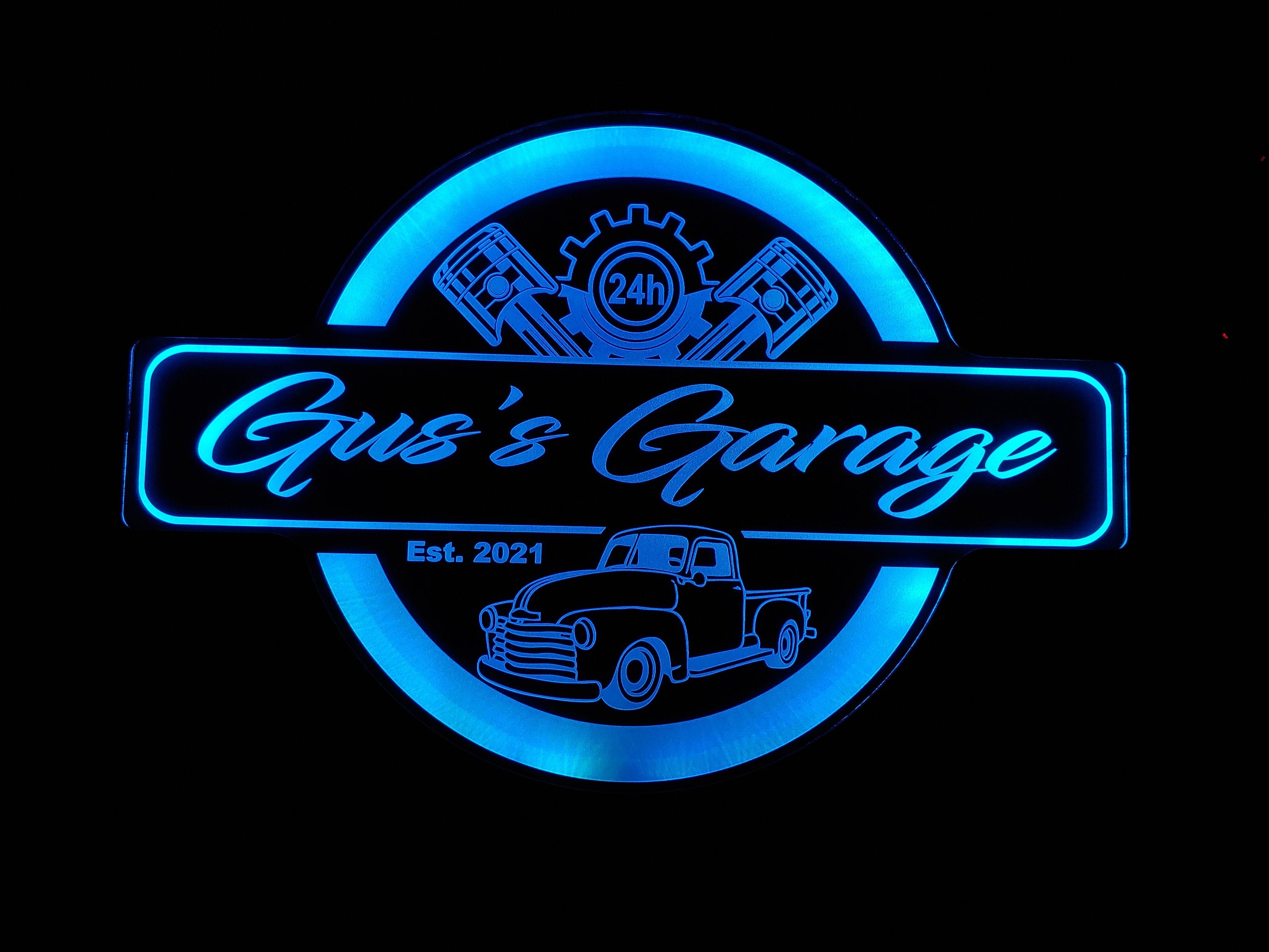 Custom Sign with Cars - Trucks - Tractors - Color Changing Acrylic - Led Night Light - Neon-Like - 4 Sizes - Free Shipping