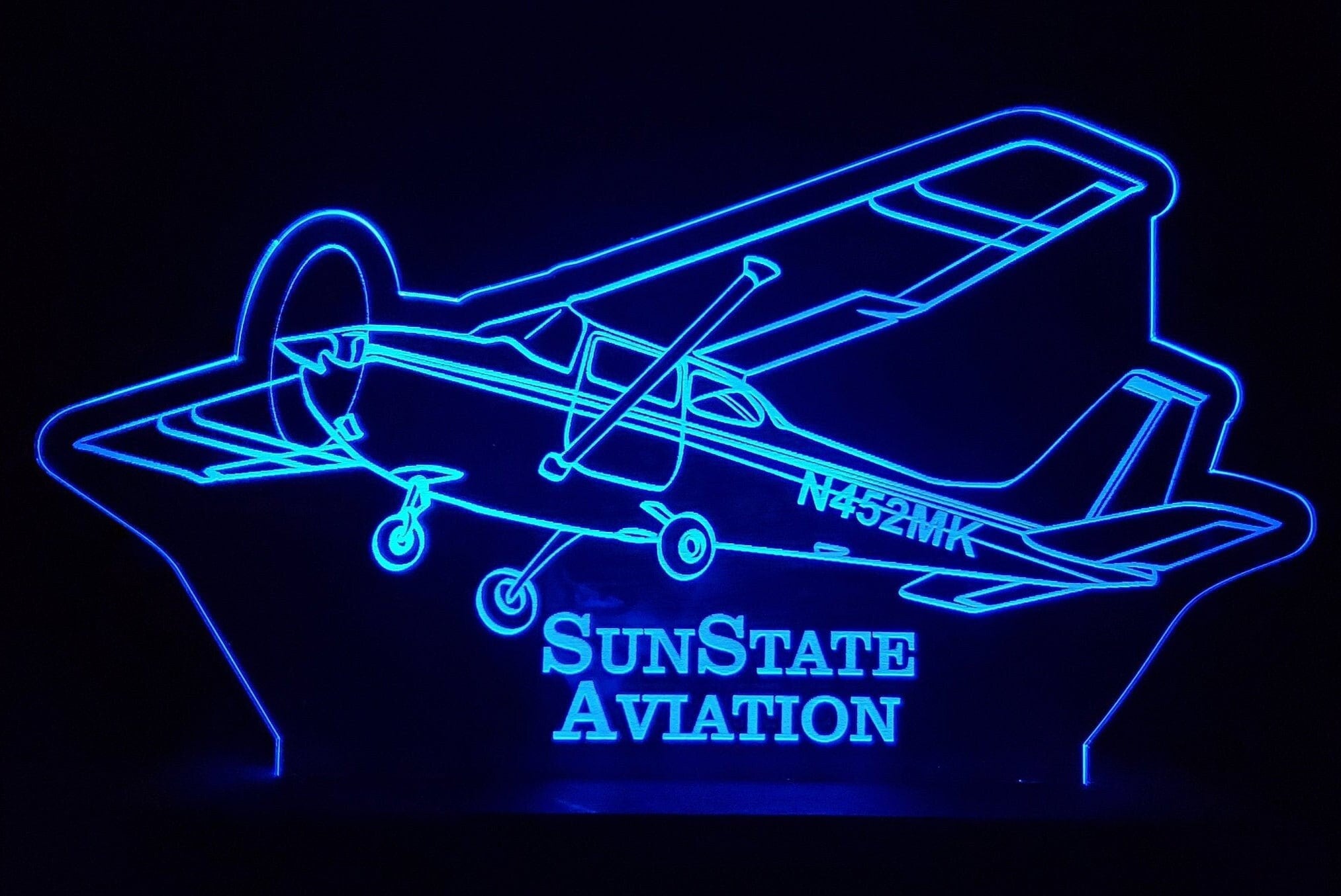 Cessna 172 LED light lamp/sign with customizable tail number and business name - Neon-like - Free shipping - Made in USA.