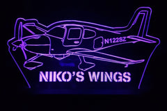 Cirrus SR22 LED light lamp/sign with customizable tail number and business name - Neon-like - Free shipping - Made in USA.