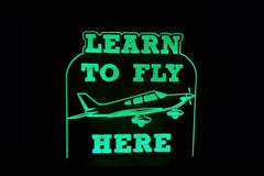 Low Wing - Learn to Fly Here LED light lamp/sign - Neon-like - Free shipping - Made in USA.