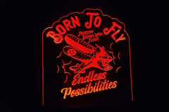 Vintage "Born To Fly" LED light lamp/sign - Neon-like - Free shipping - Made in USA.