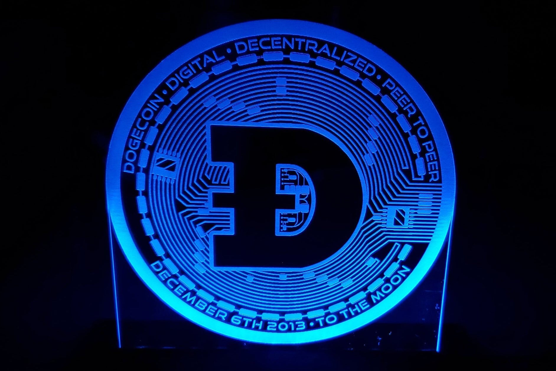 DogeCoin LED light lamp/sign - Neon-like - Free shipping - Made in USA.