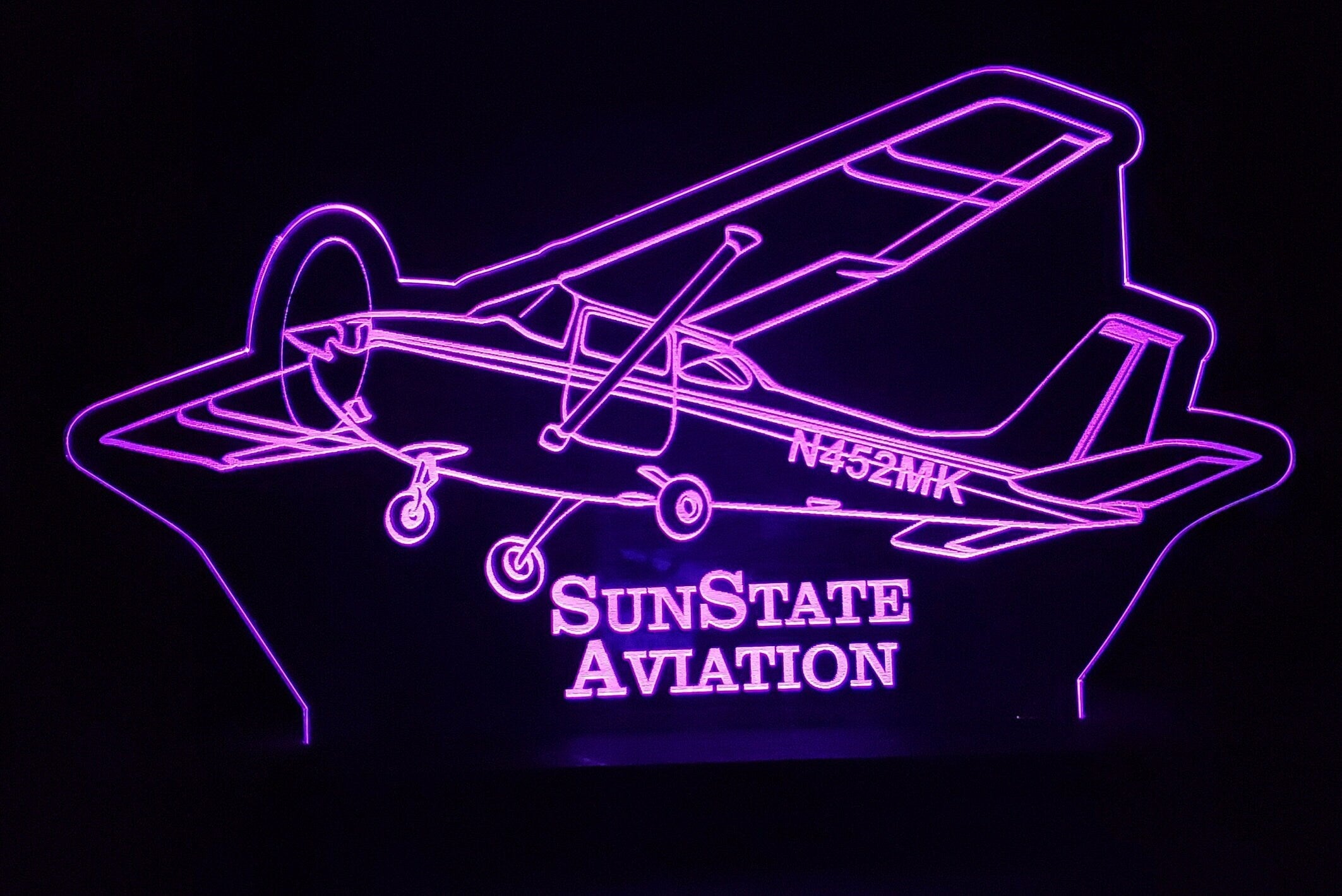Cessna 172 LED light lamp/sign with customizable tail number and business name - Neon-like - Free shipping - Made in USA.