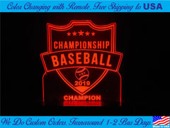 Customized Baseball trophy light lamp/sign - Neon-like - Free shipping - Made in USA.