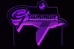 Vintage Grumman logo LED light lamp/sign - Neon-like - Free shipping - Made in USA.
