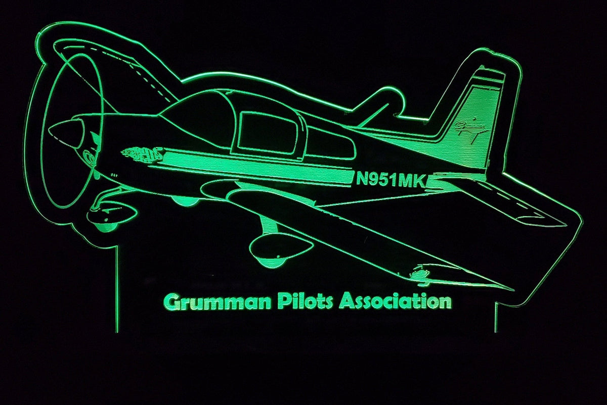 Grumman AA5 LED light lamp/sign with customizable tail number and business name - Neon-like - Free shipping - Made in USA.