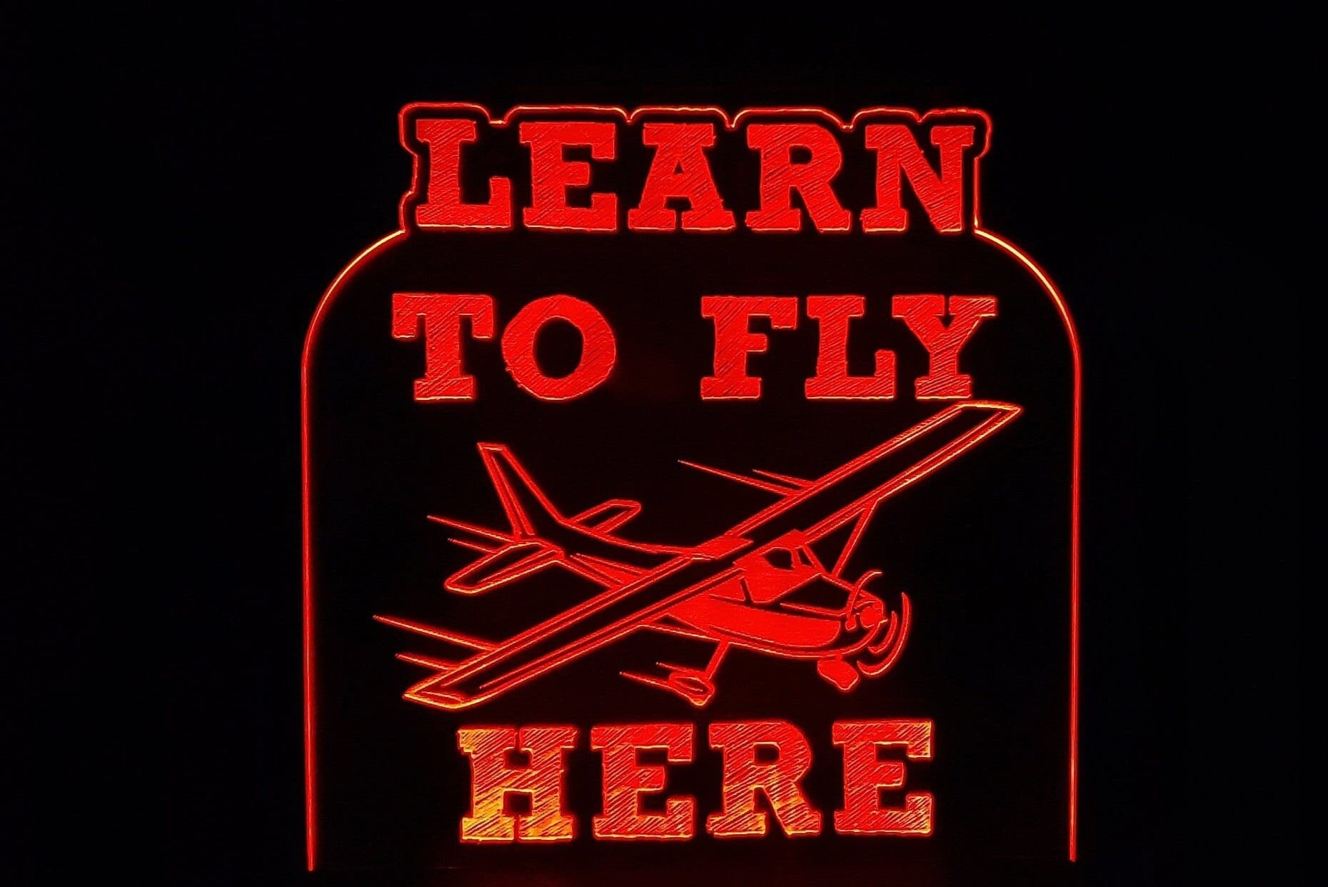 High Wing - Learn to Fly Here LED light lamp/sign - Neon-like - Free shipping - Made in USA.