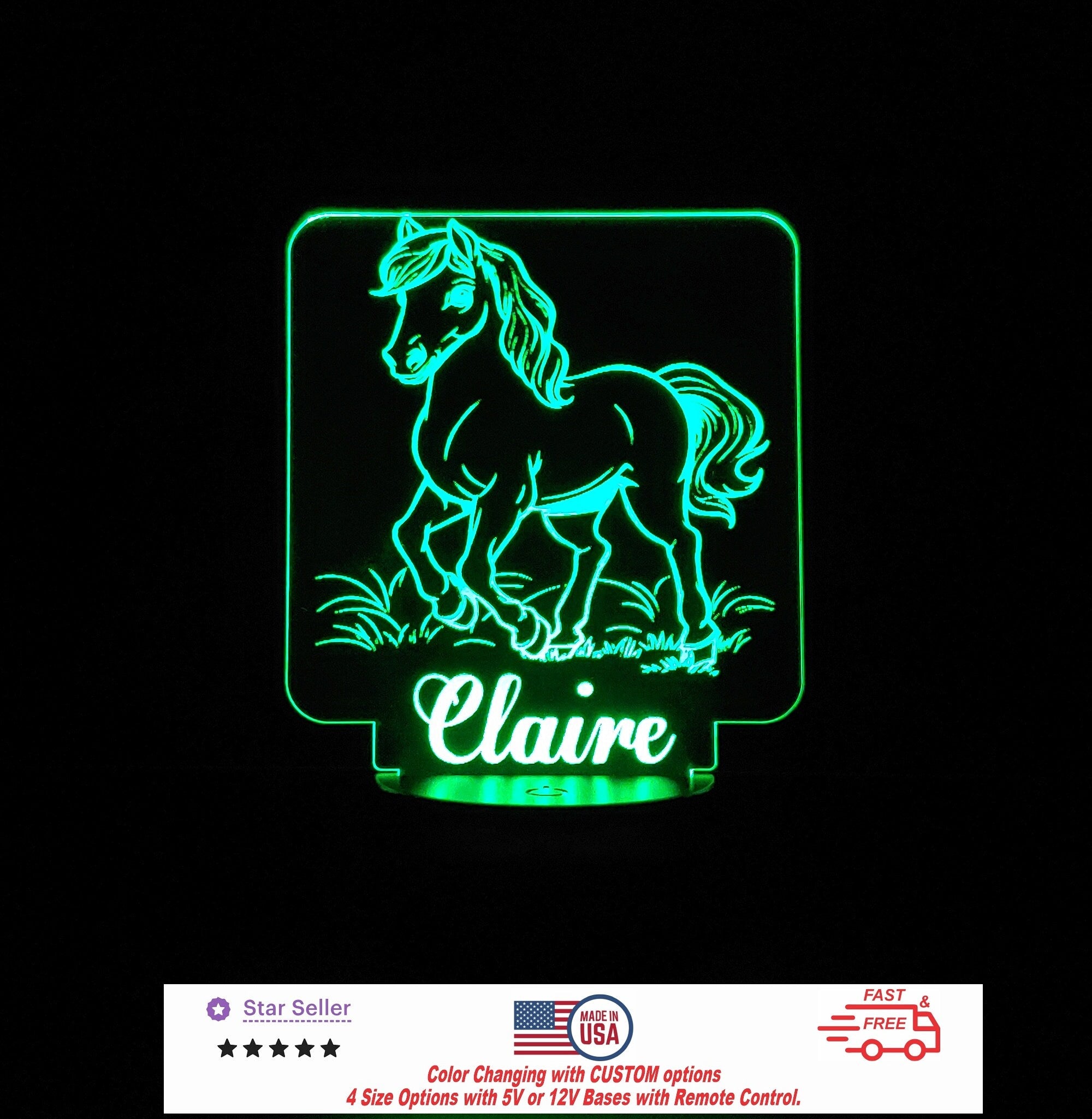 Custom Baby Horse Personalized LED Night Light - Neon sign, Room Decor, Party Enhancer, Nursery, Kids' Room, Free Shipping Made in USA