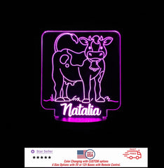 Custom Baby Cow Personalized LED Night Light - Neon sign, Room Decor, Party Enhancer, Nursery, Kids' Room, Free Shipping Made in USA