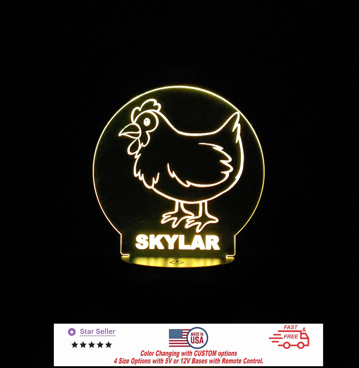 Custom Baby Chicken Personalized LED Night Light - Neon sign, Room Decor, Party Enhancer, Nursery, Kids' Room, Free Shipping Made in USA