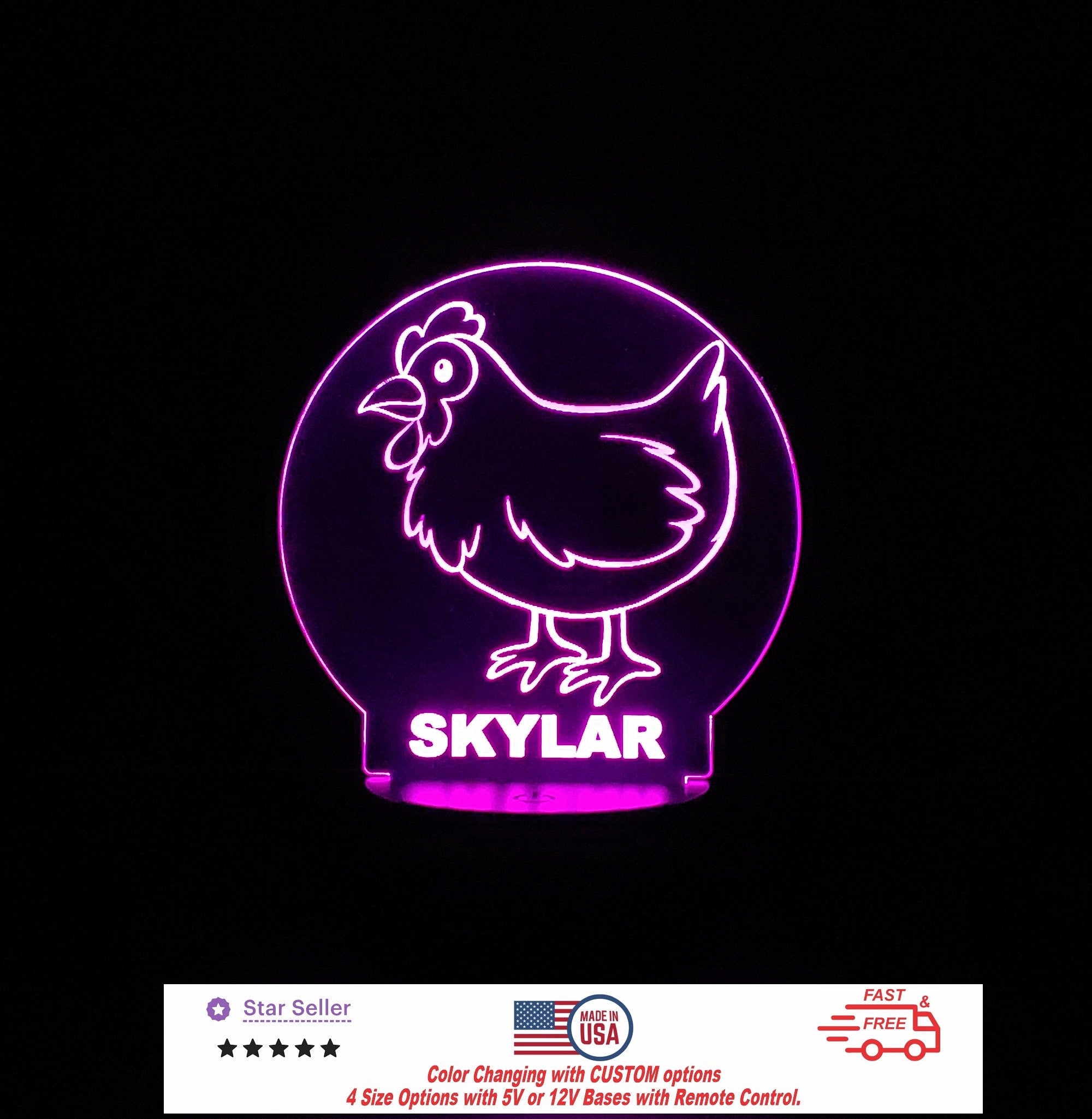 Custom Baby Chicken Personalized LED Night Light - Neon sign, Room Decor, Party Enhancer, Nursery, Kids' Room, Free Shipping Made in USA