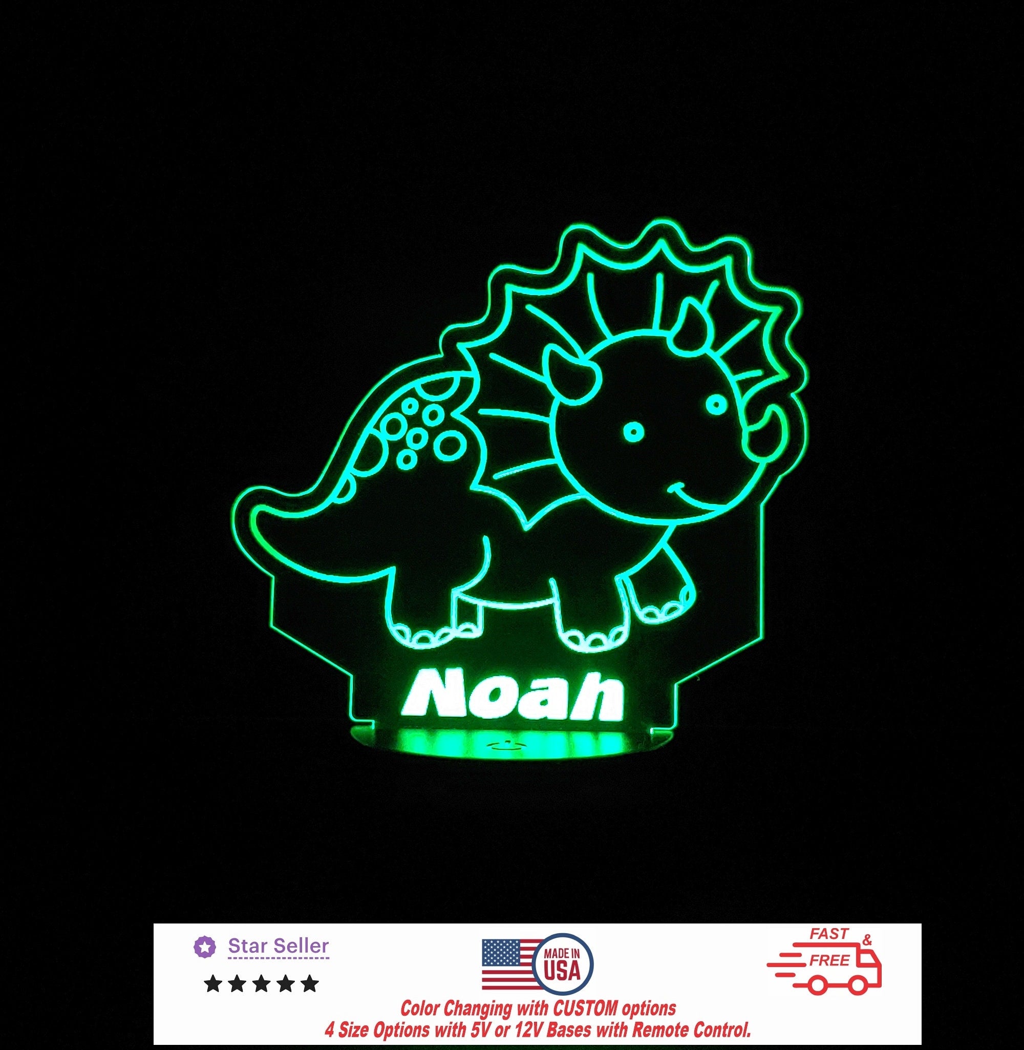 Custom Baby Dinosaur Personalized LED Night Light - Neon sign, Room Decor, Party Enhancer, Nursery, Kids' Room, Free Shipping Made in USA