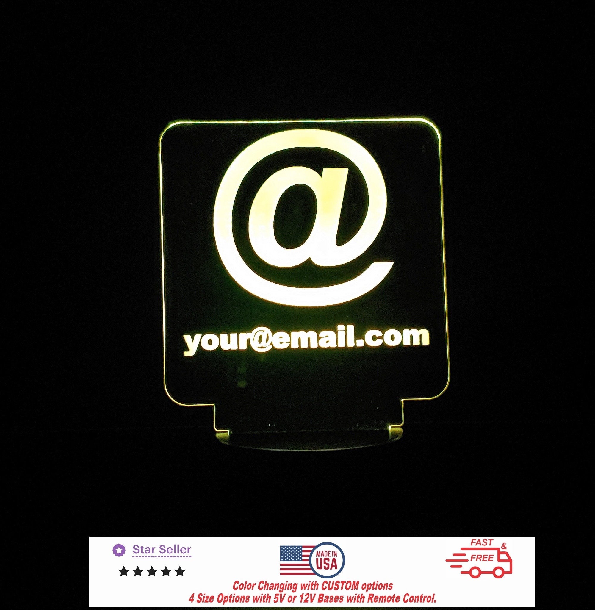 Custom Email Sign Personalized LED Night Light, Neon sign, Business Sign, Business Light, e-mail Light Sign Free Shipping Made in USA