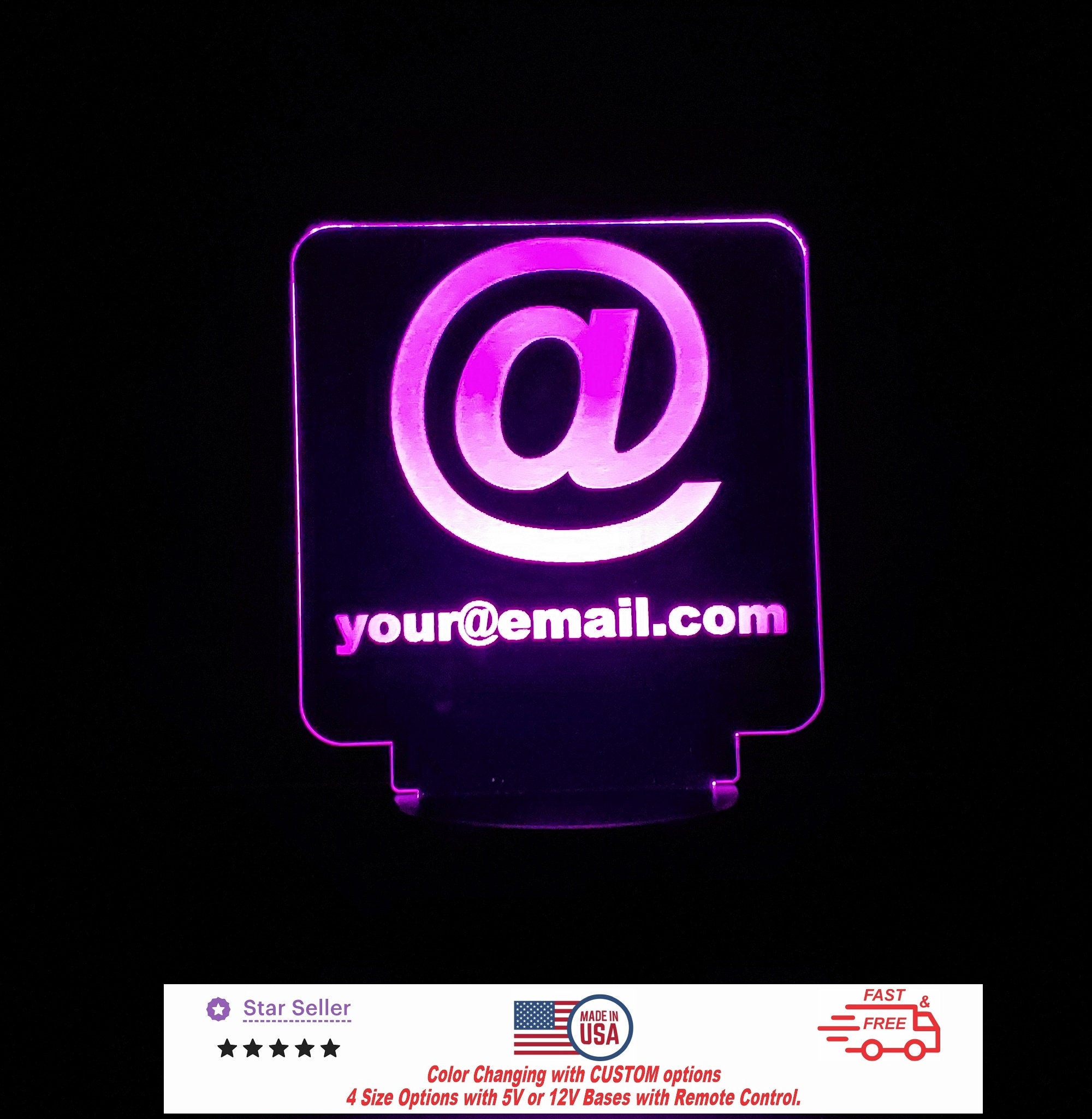 Custom Email Sign Personalized LED Night Light, Neon sign, Business Sign, Business Light, e-mail Light Sign Free Shipping Made in USA
