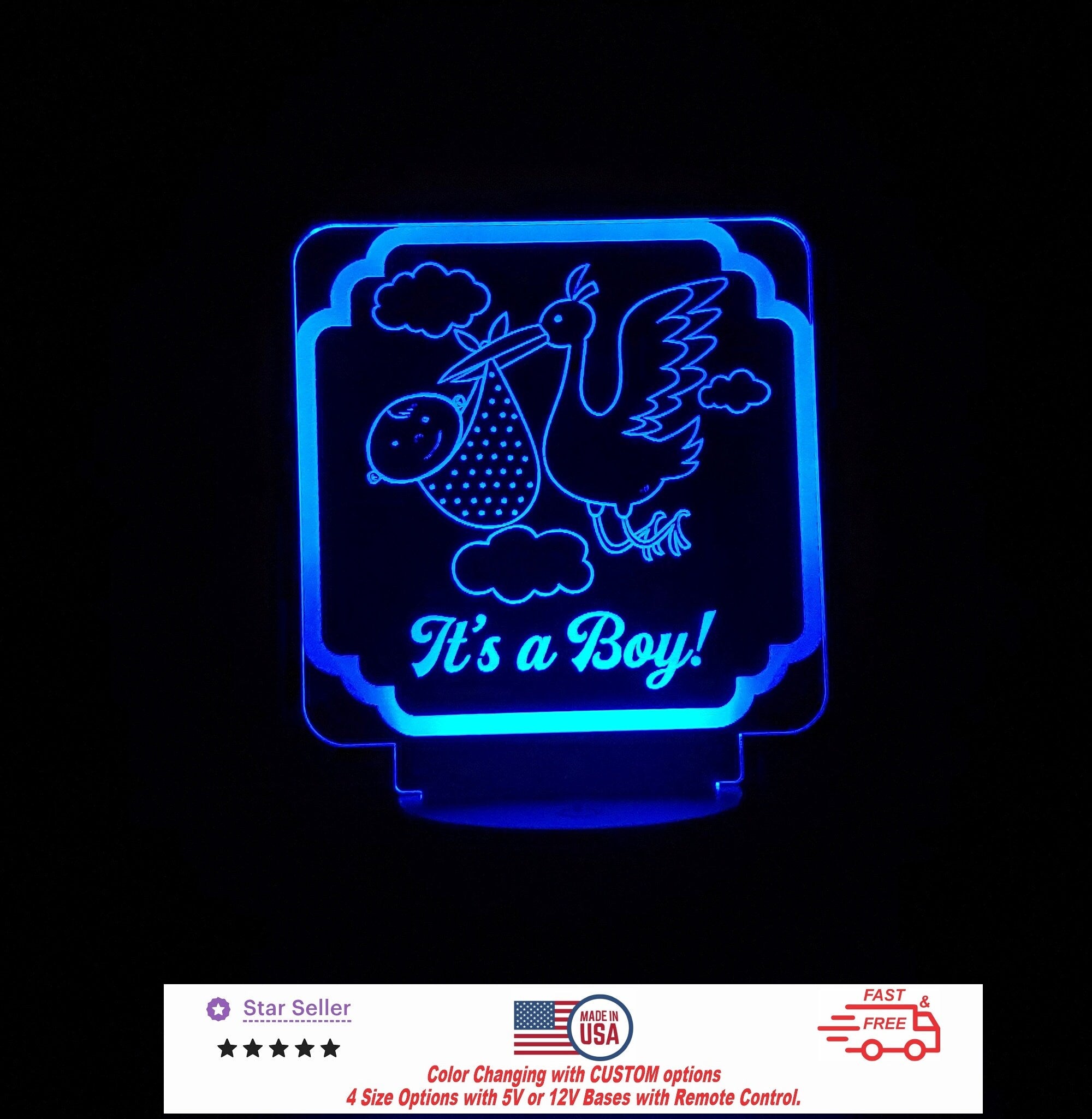 Custom Baby Shower Sign Personalized LED Night Light - Neon sign, Room Decor, Party Enhancer, Nursery, Kids' Room, Free Shipping Made in USA
