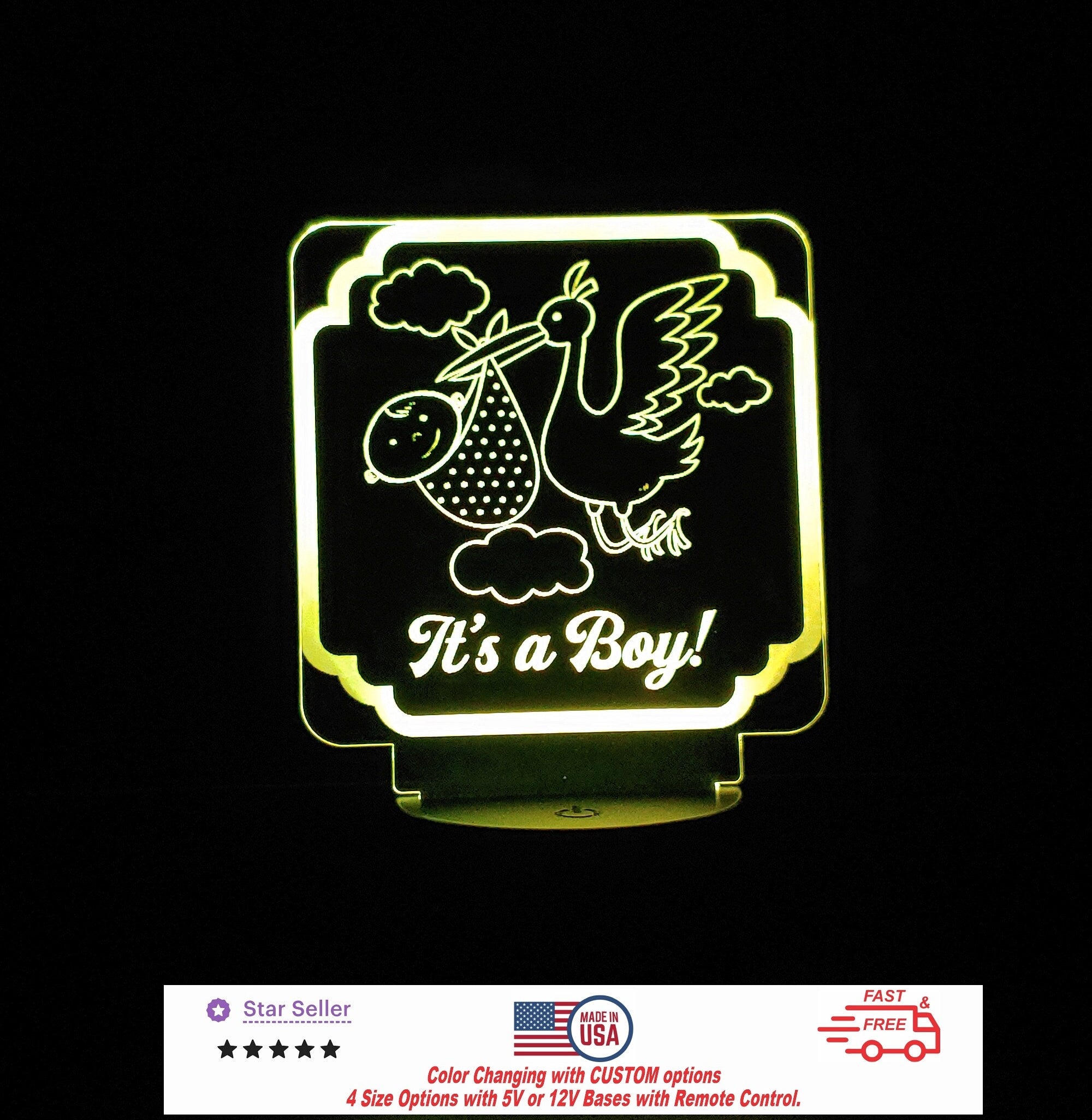 Custom Baby Shower Sign Personalized LED Night Light - Neon sign, Room Decor, Party Enhancer, Nursery, Kids' Room, Free Shipping Made in USA
