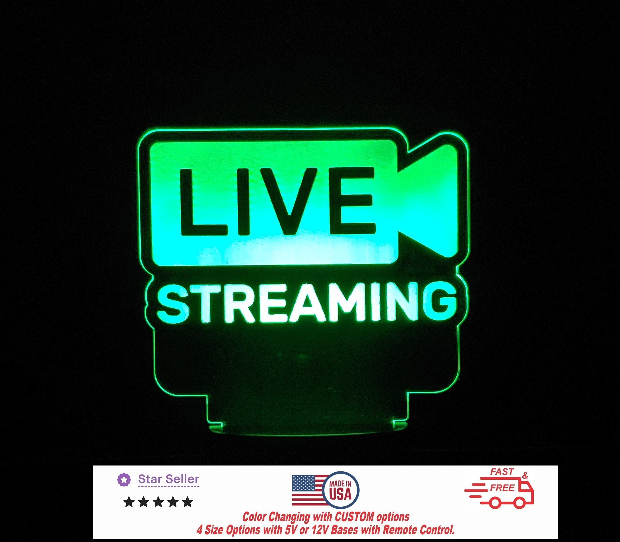 Live Streaming Personalized LED Night Light - Neon sign, Room Decor, Recording Music, Stream, Music Studio 4 sizes Free Shipping Made in USA